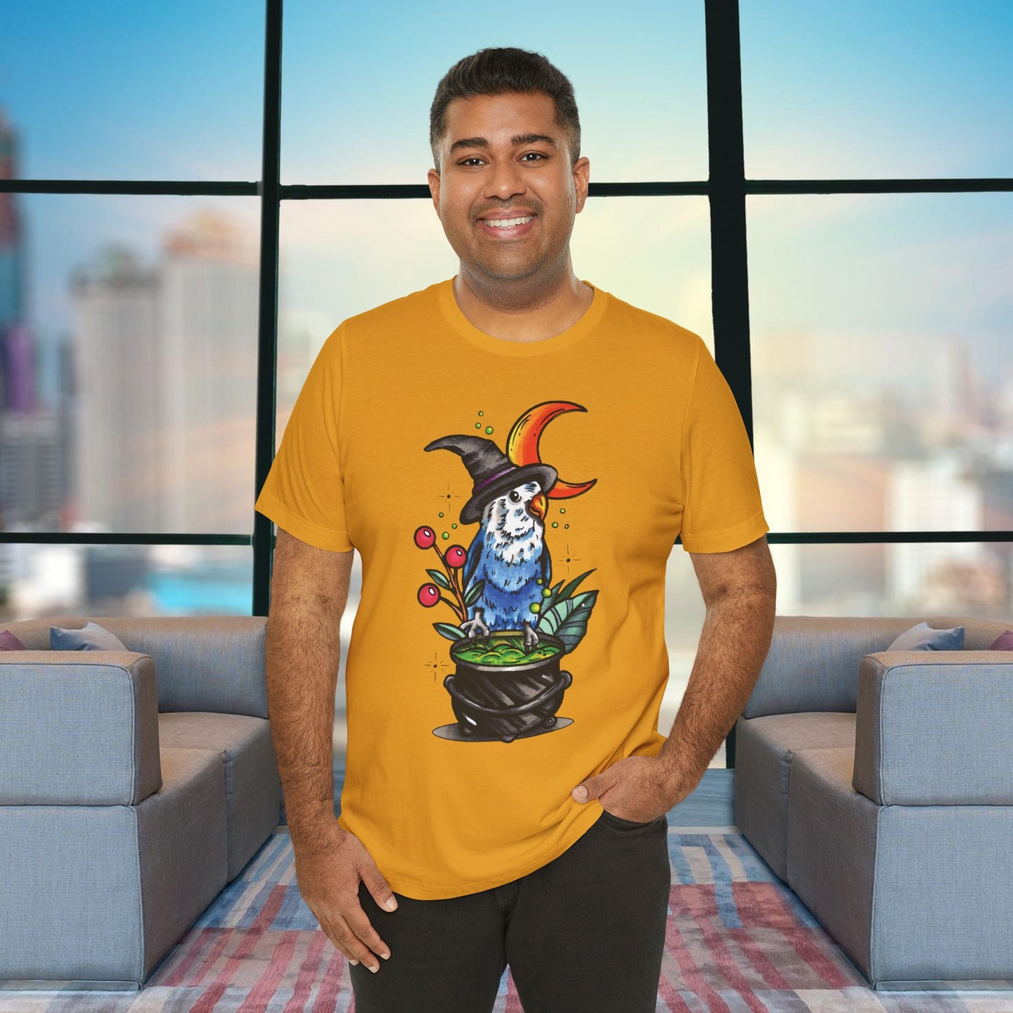 Lovebird Witch, Hand-Drawn & Hand-Colored Tee