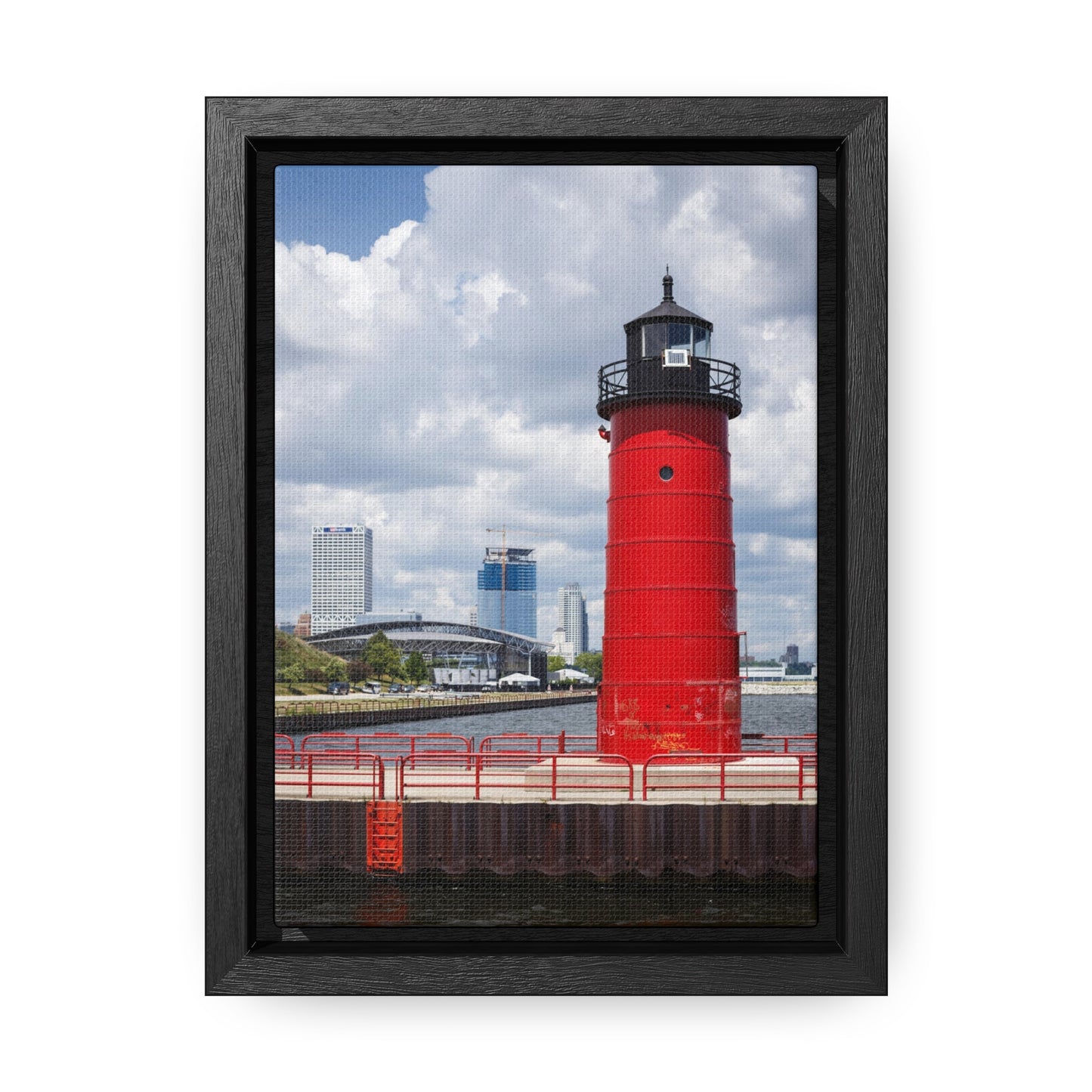 Phare et horizon de Milwaukee Wisconsin ; Milwaukee Pierhead Light, Photographie Encadrée Toile Wrap Wall Art