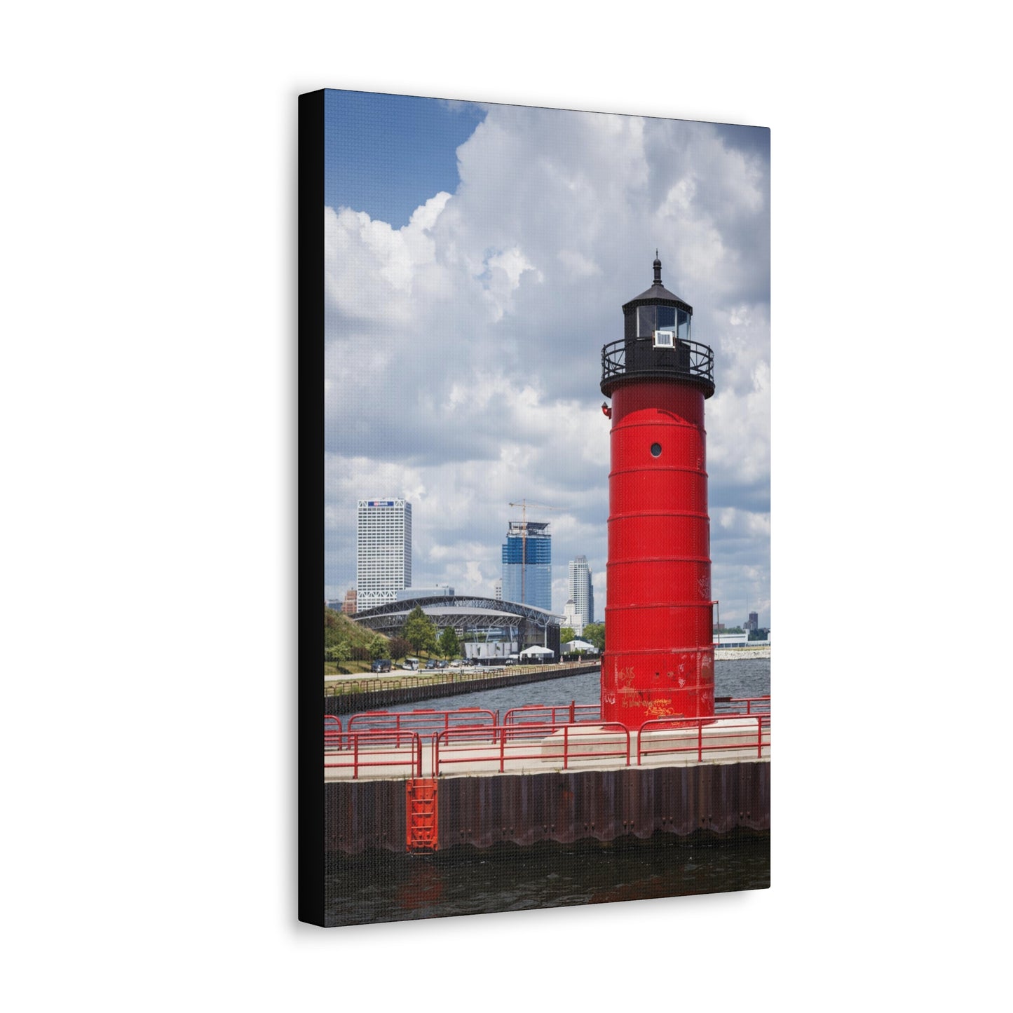 Phare et horizon de Milwaukee Wisconsin ; Milwaukee Pierhead Light, Photographie Toile Wrap Wall Art