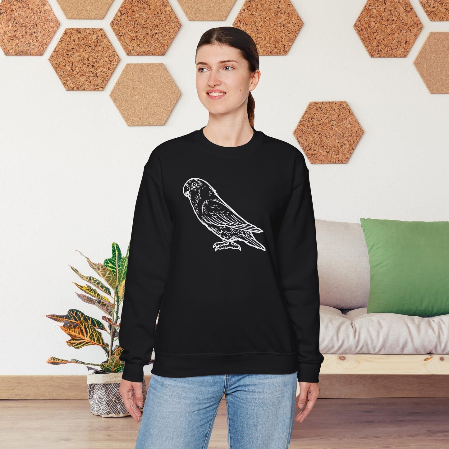 Holly Girl, Sweat-shirt à col rond Lovebird Line Art