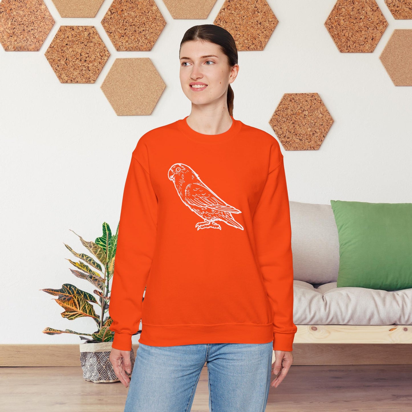 Holly Girl, Sweat-shirt à col rond Lovebird Line Art