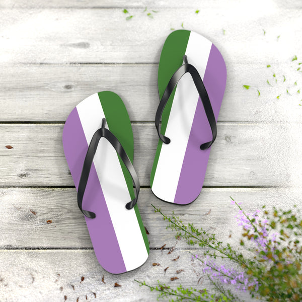 XL Black sole Genderqueer Pride Flip Flops