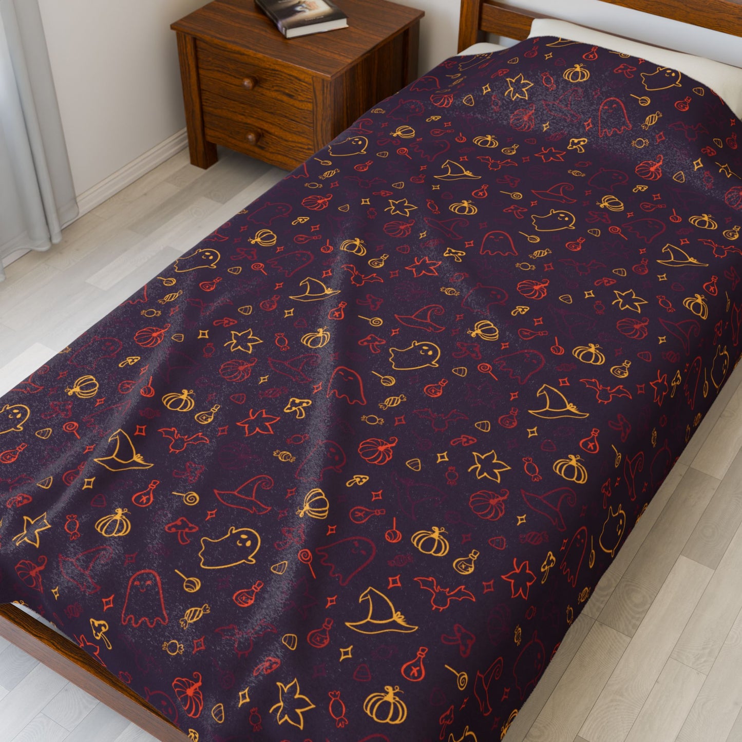 Halloween Maroon Multiolor Pattern Plaid Velveteen Plush Blanket