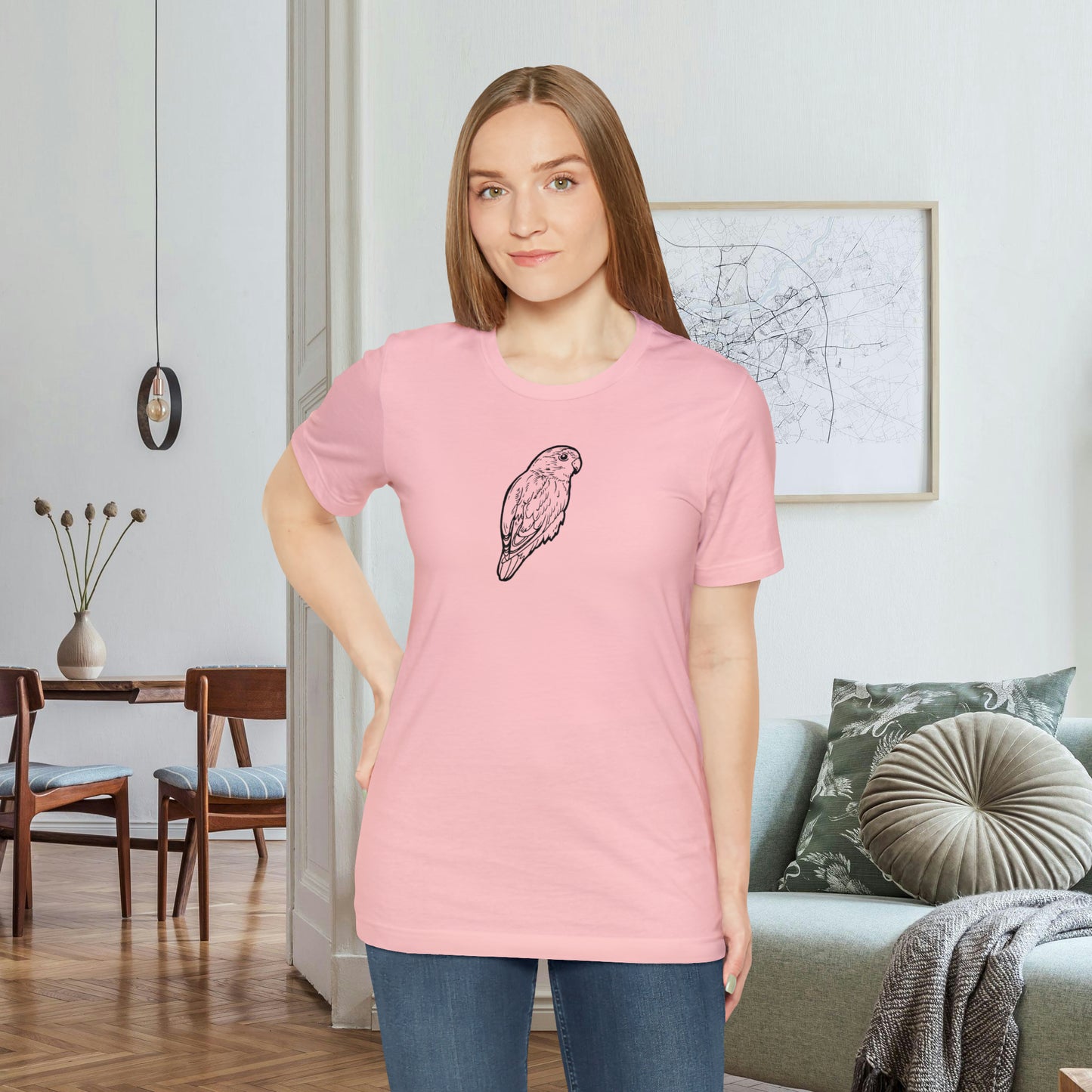 Cuddly Lovebird, Line Art Tee