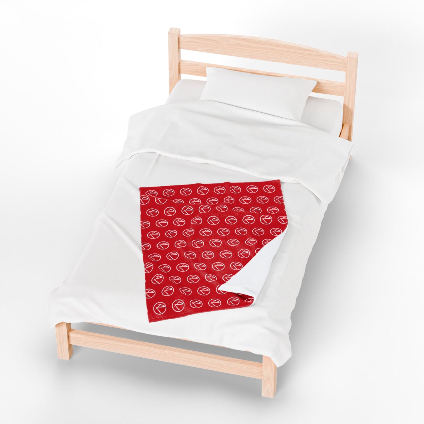 Velveteen Plush White Rambler Logo Red Blanket