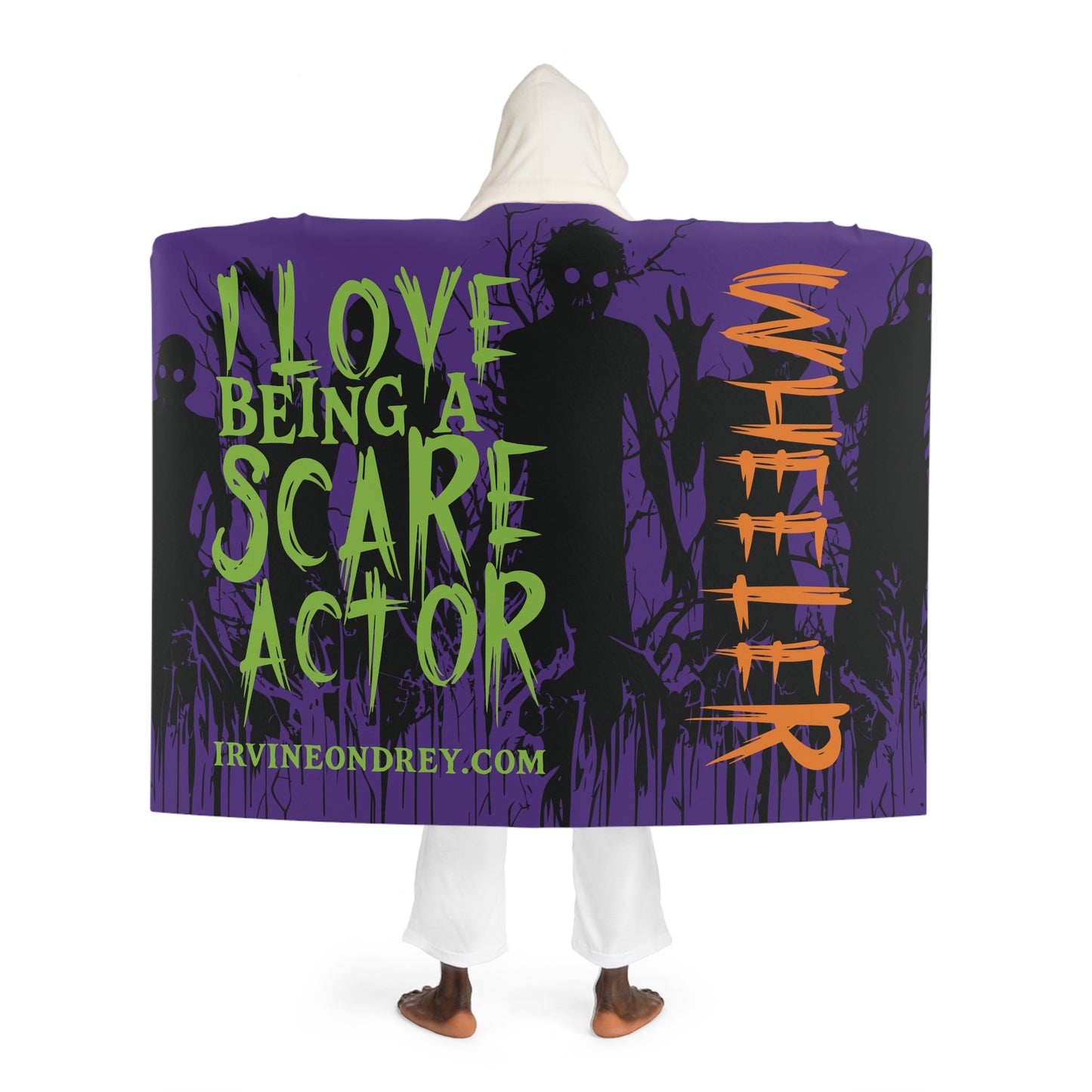 I Love Being a Scare Actor Hooded Sherpa Fleece Blanket • Irvine Ondrey Engineering