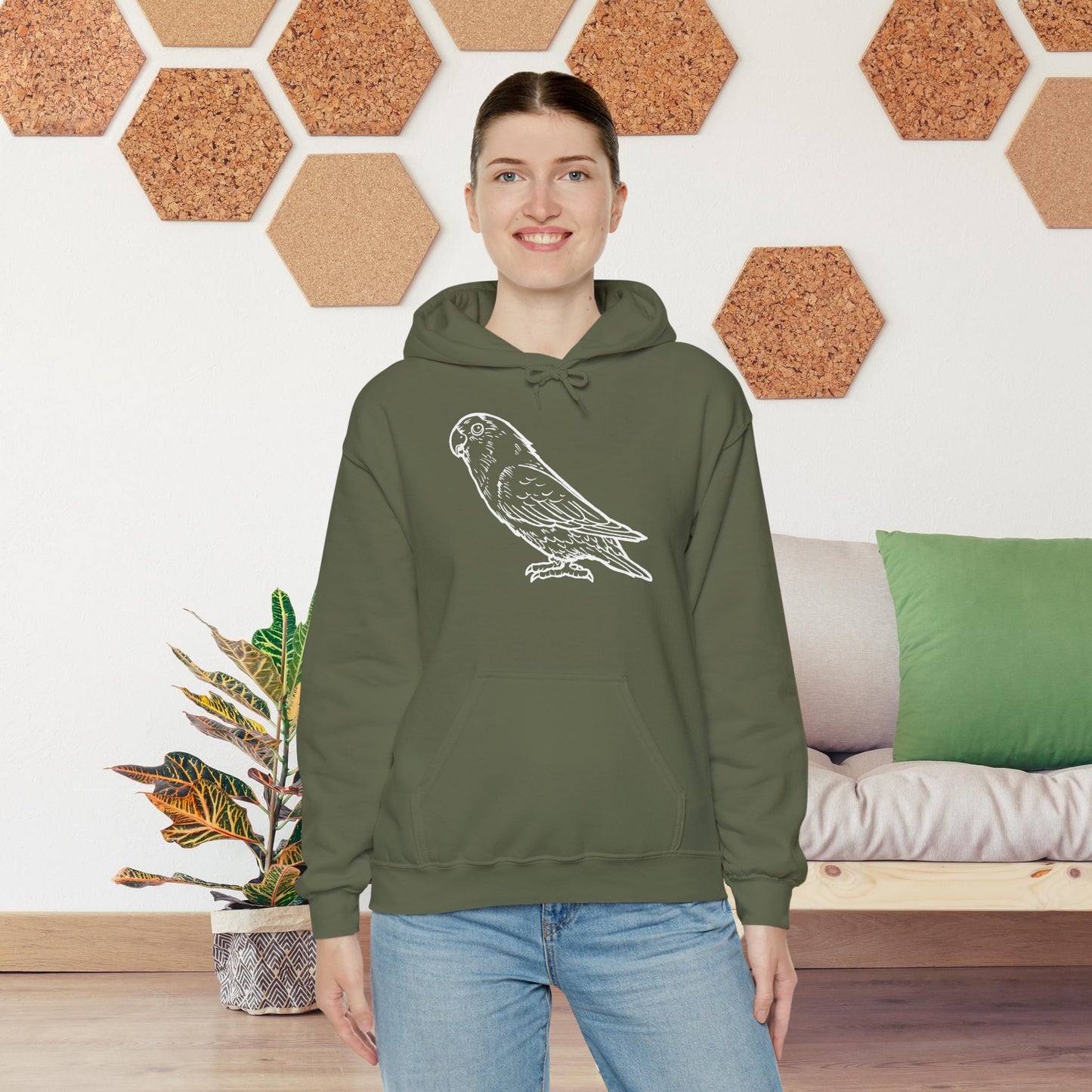 Holly Girl, Lovebird Line Art Hoodie
