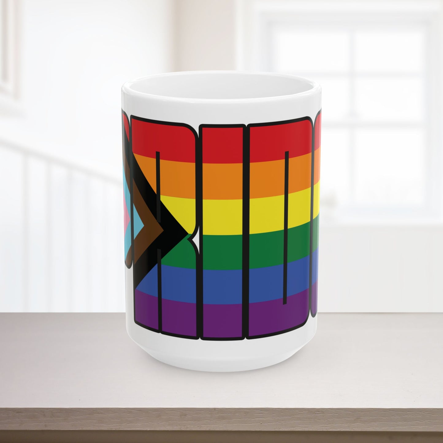 Rainbow Progress Pride 11oz or 15oz Black or White Ceramic Mug
