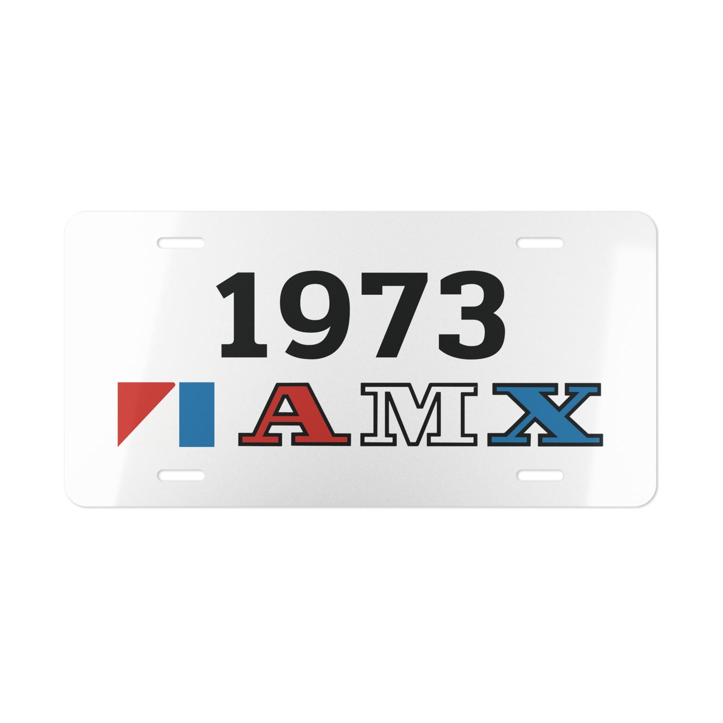 AMC Red, White & Blue AMX Logo Black Year White Custom Vanity Plates
