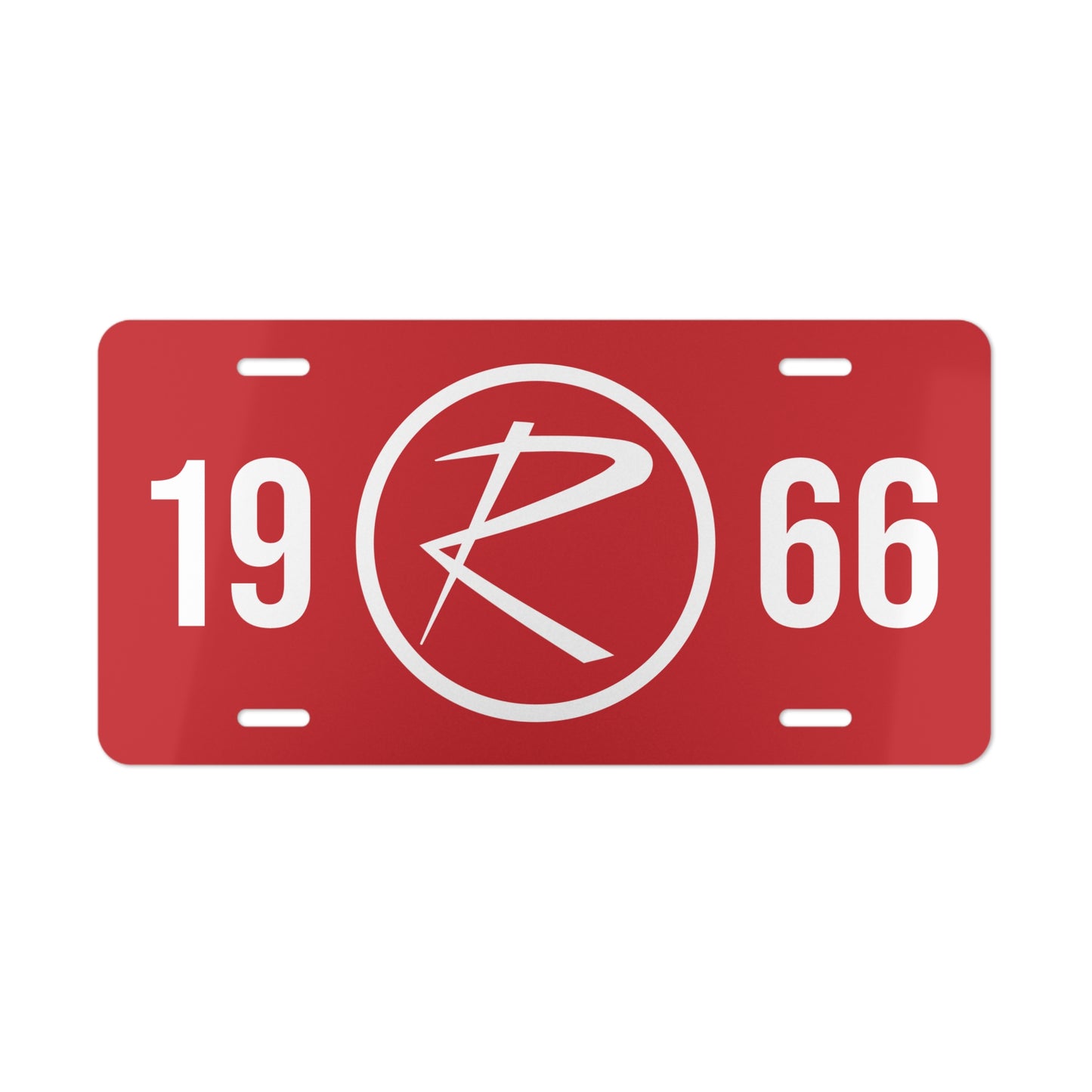 Rambler Logo Personalized Red & White Vanity Plates