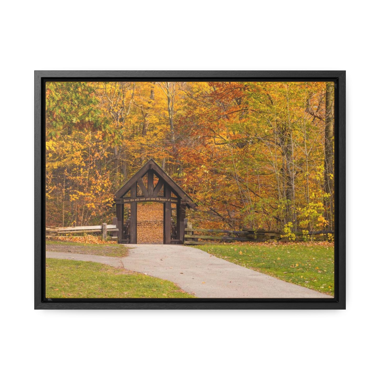 Pont couvert de Seven Bridges Trail à Grant Park dans le sud de Milwaukee Wisconsin, photographie horizontale encadrée toile Wrap Wall Art