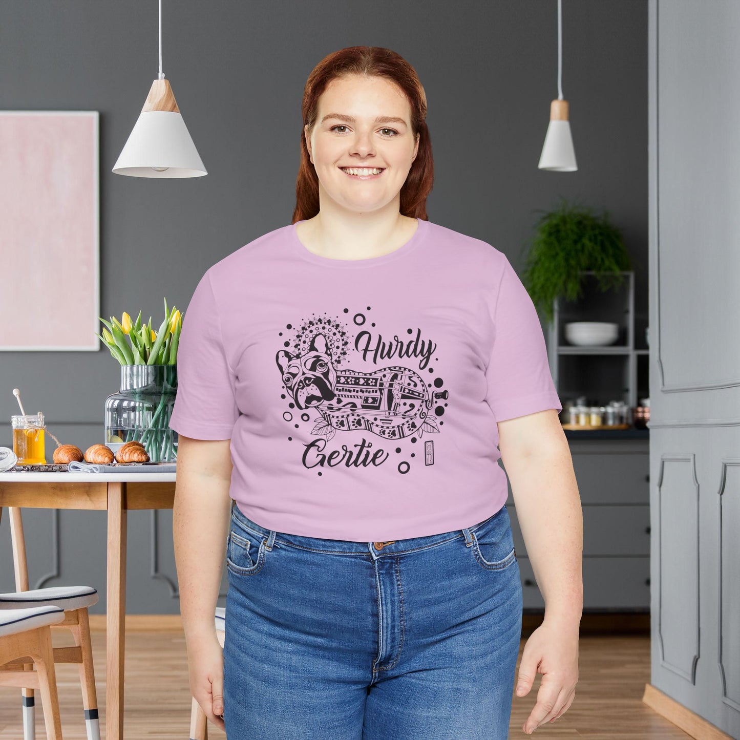 Hurdy Gertie Tee, Frenchton Dog Line Art Shirt