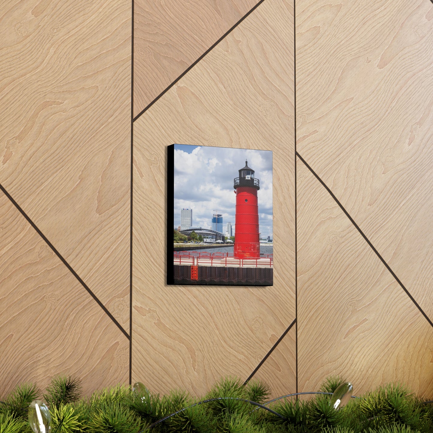 Phare et horizon de Milwaukee Wisconsin ; Milwaukee Pierhead Light, Photographie Toile Wrap Wall Art