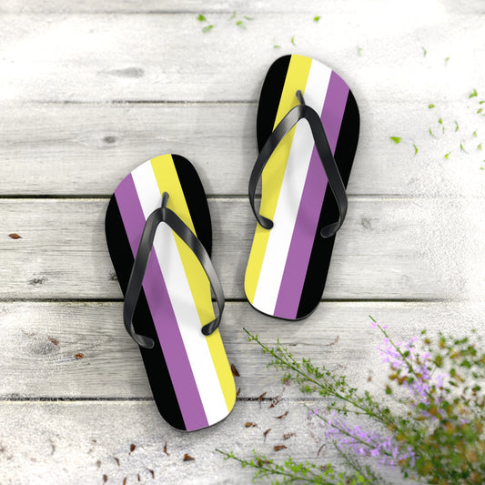 L Black sole Anonbinary Pride Flip Flops