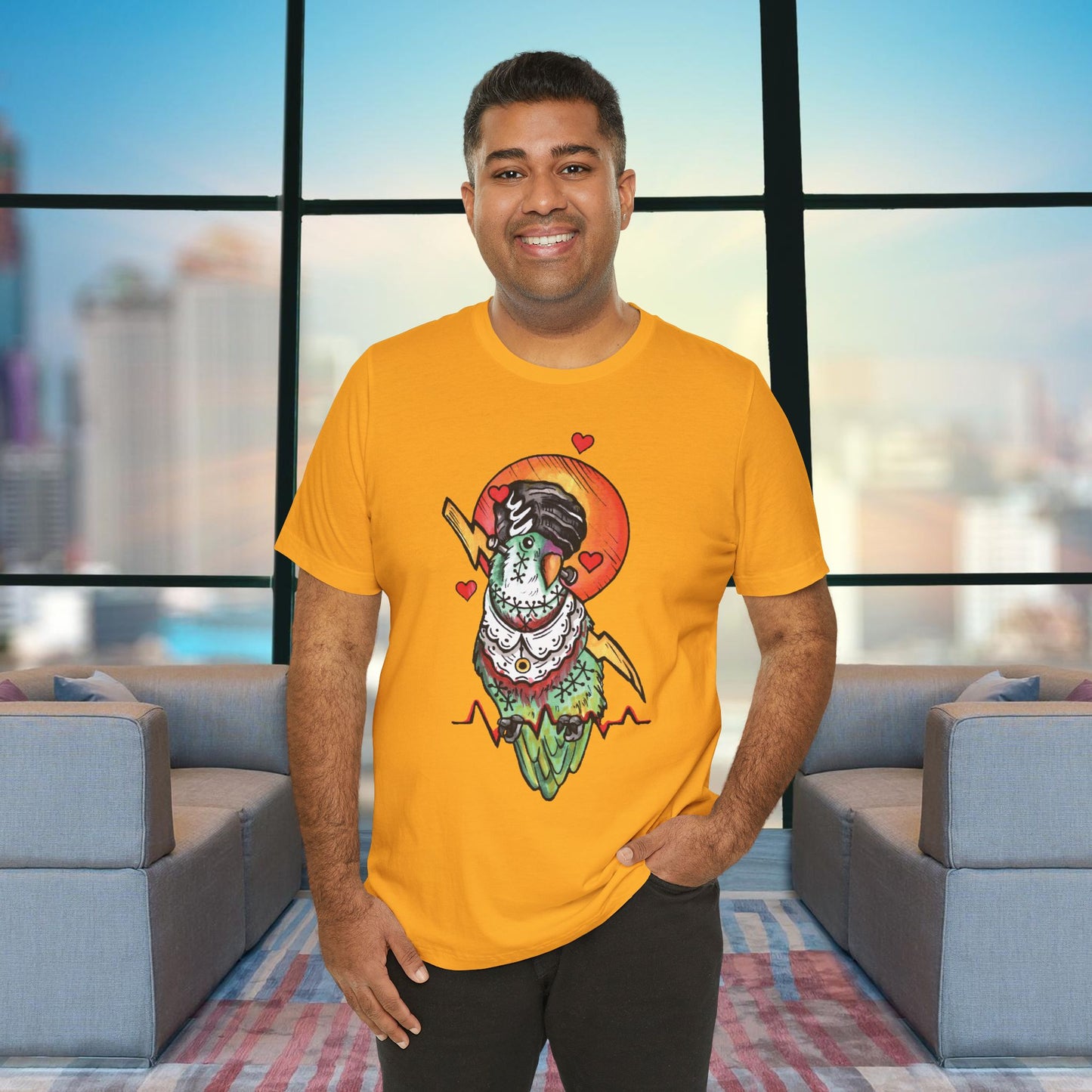 Bride of Frankenstein Lovebird, Hand-Drawn & Hand-Colored Tee