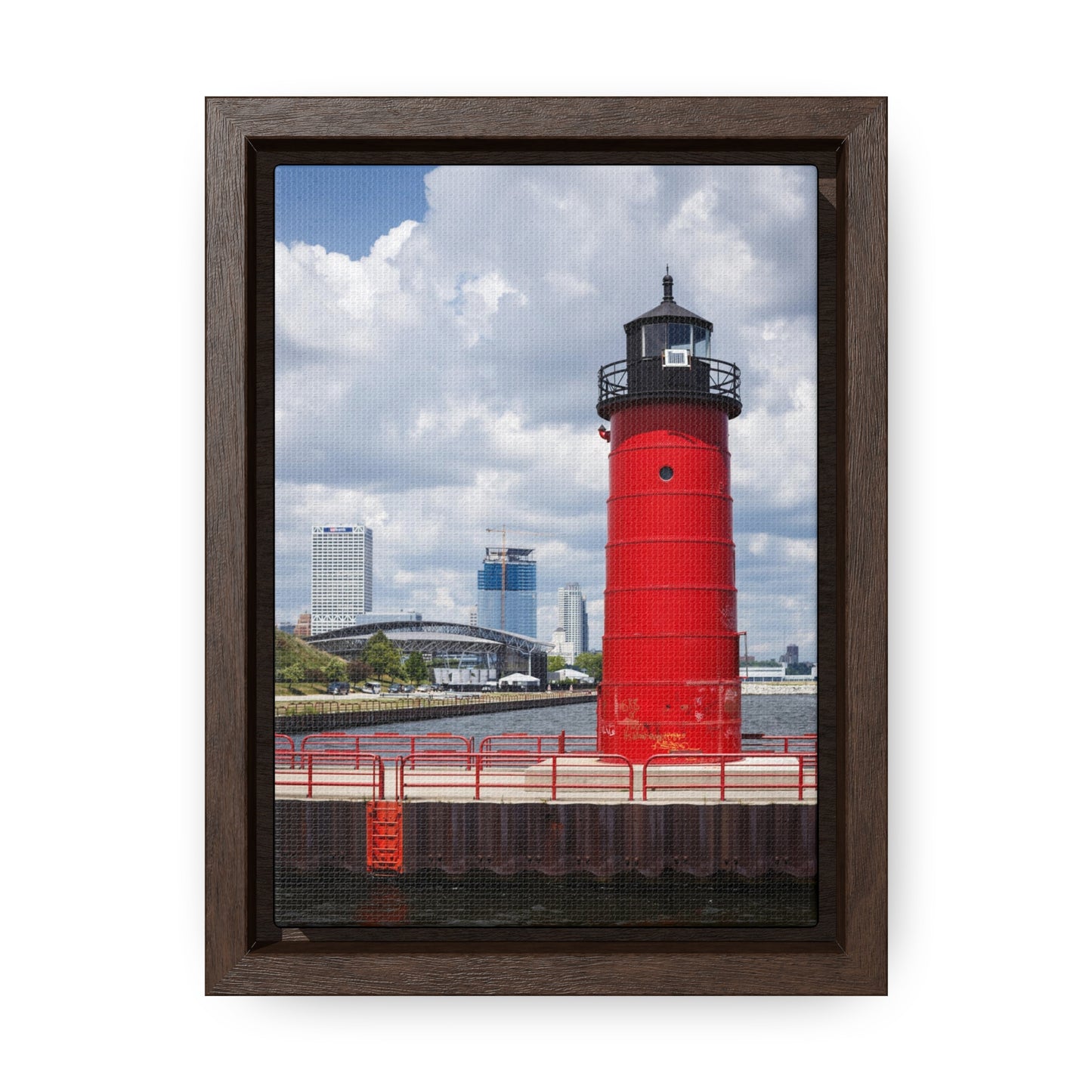 Phare et horizon de Milwaukee Wisconsin ; Milwaukee Pierhead Light, Photographie Encadrée Toile Wrap Wall Art