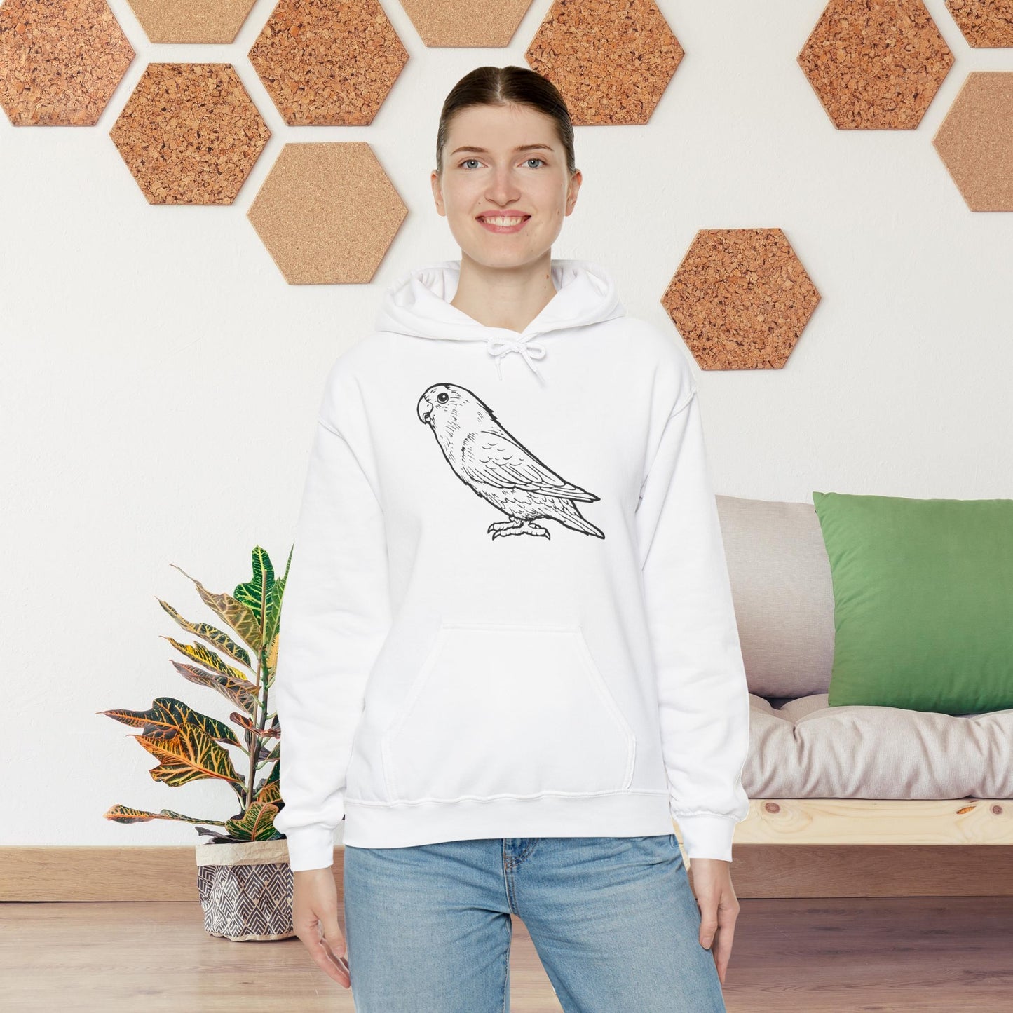 Holly Girl, Lovebird Line Art Hoodie