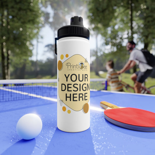White 18oz Custom Sports Water Bottle