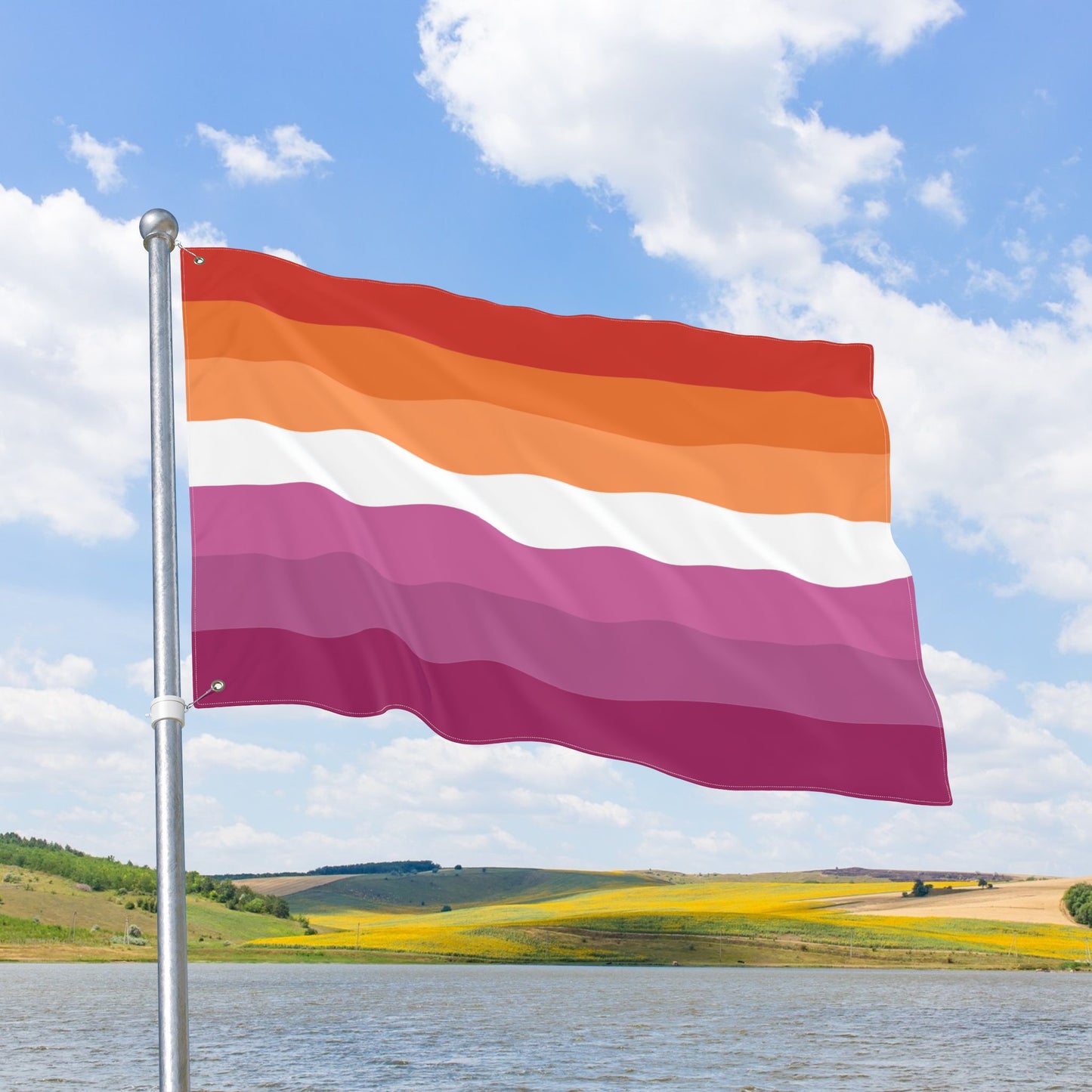 Lesbian Pride 7-Stripe Flag with Grommets