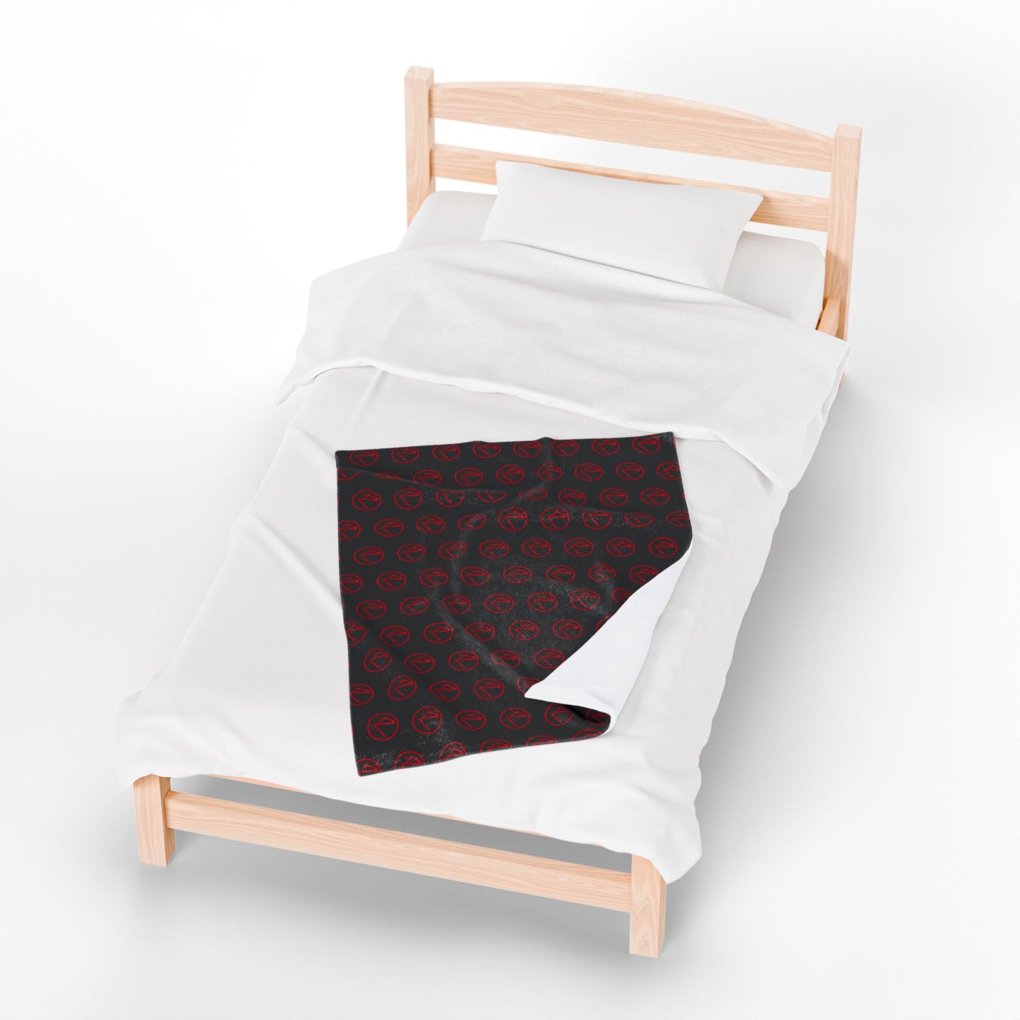 Velveteen Plush Rambler Red Logo Black Blanket