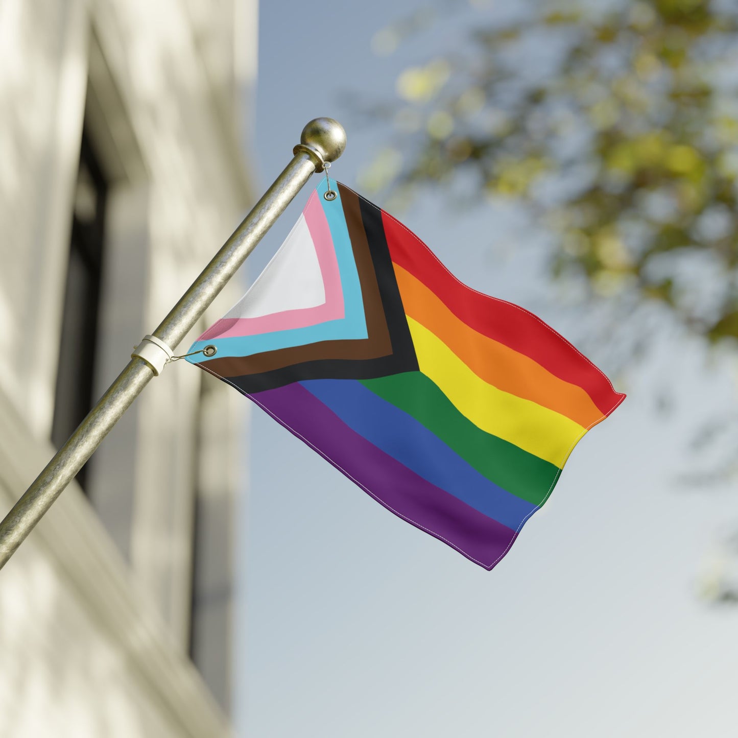 Rainbow Progress Pride Double-Sided Flag with Grommets