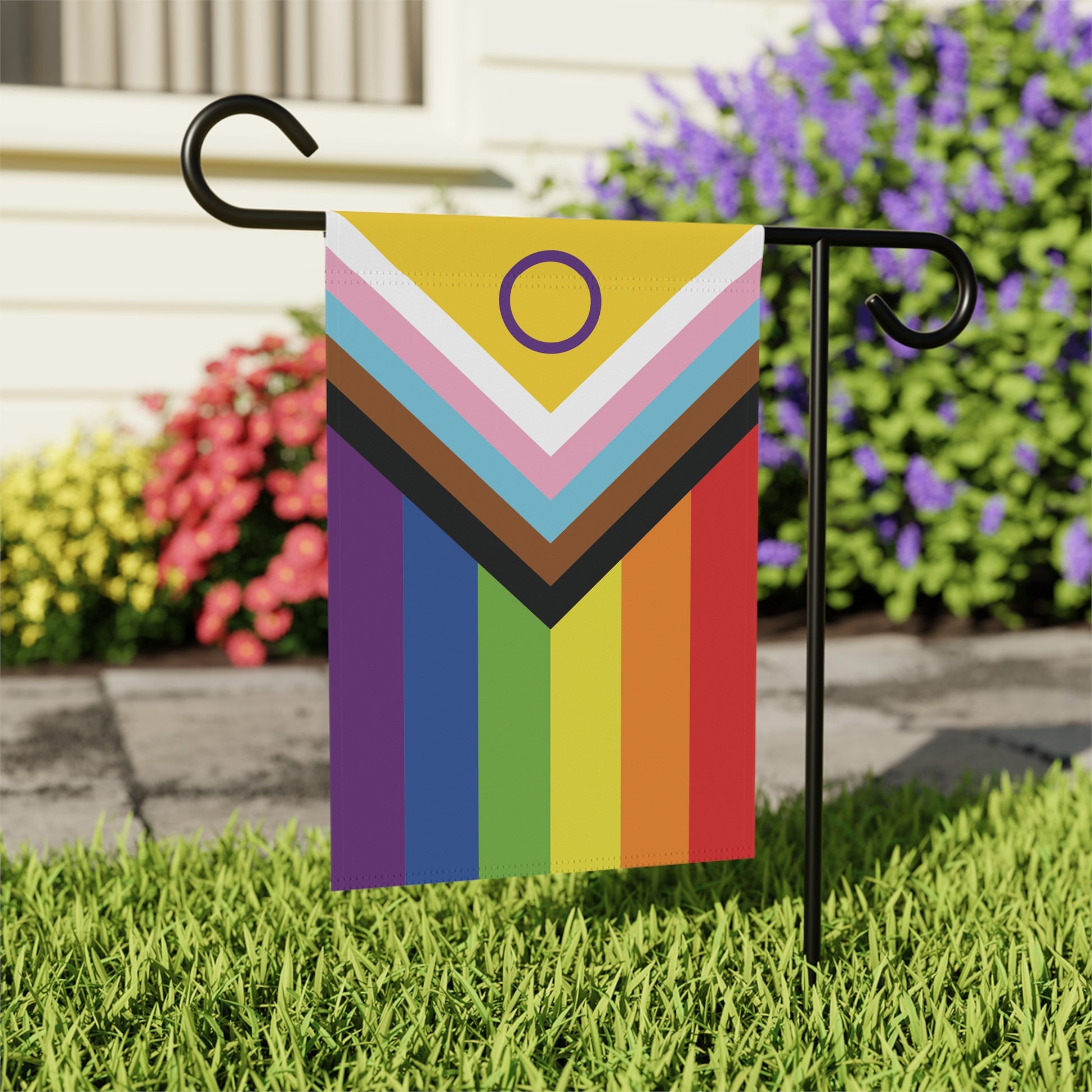 12'' × 18'' Intersex-Inclusive Rainbow Pride Garden Banner