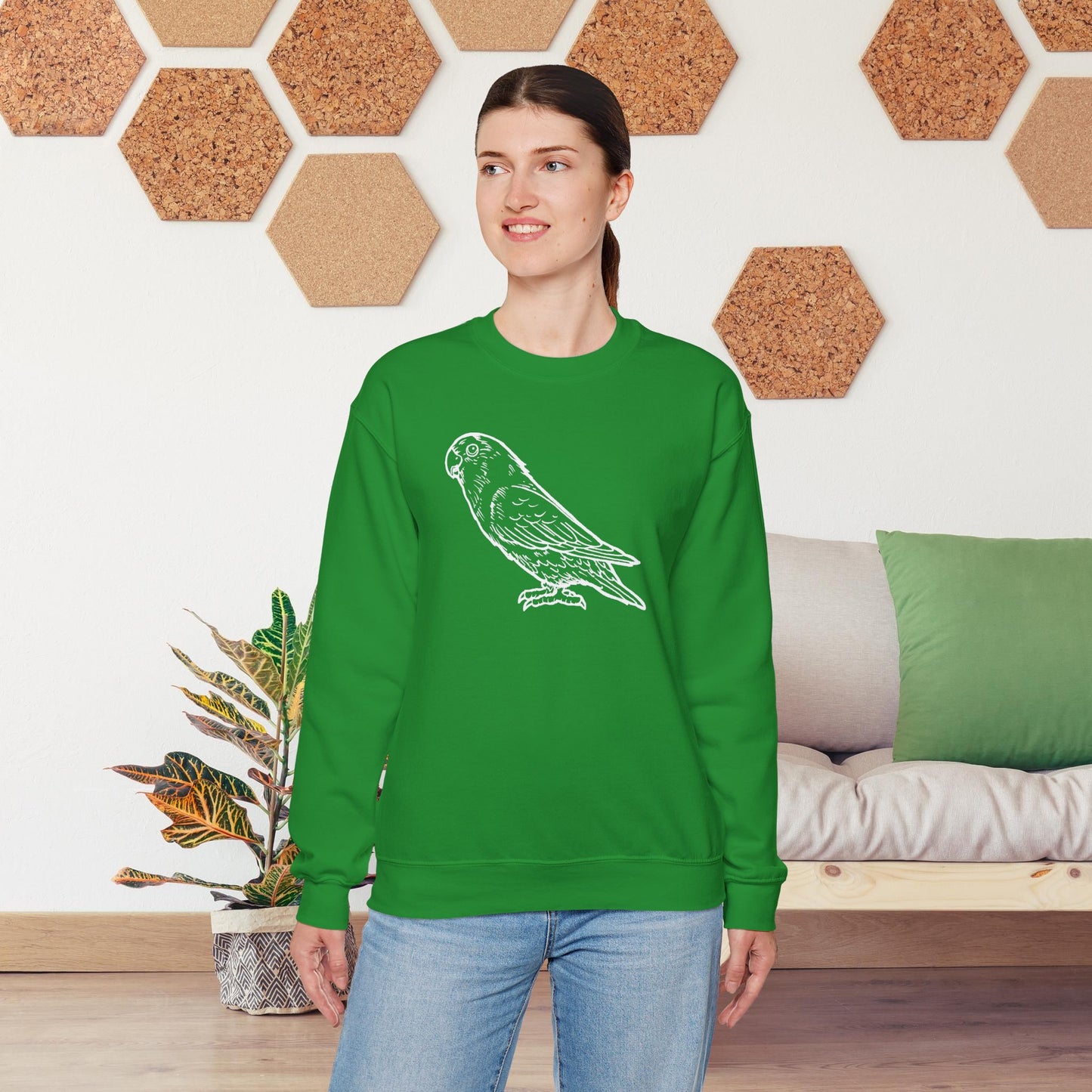 Holly Girl, Sweat-shirt à col rond Lovebird Line Art