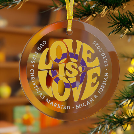 Custom Glass Love is Love Intersex Pride 3.5" Circle Ornaments
