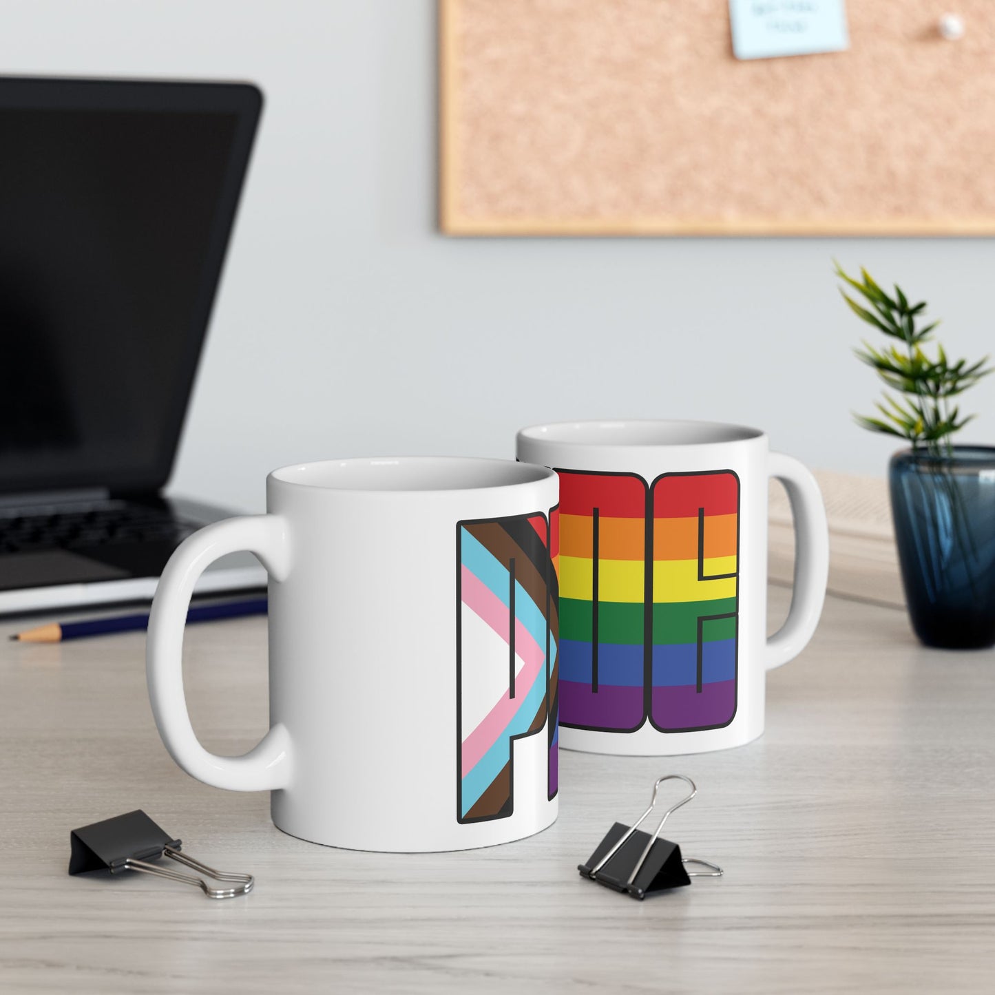 Rainbow Progress Pride 11oz or 15oz Black or White Ceramic Mug