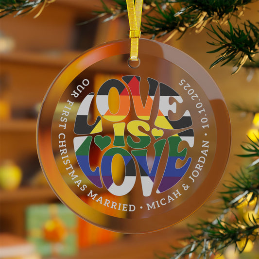 Custom Glass Love is Love Ally 3.5" Circle Ornaments