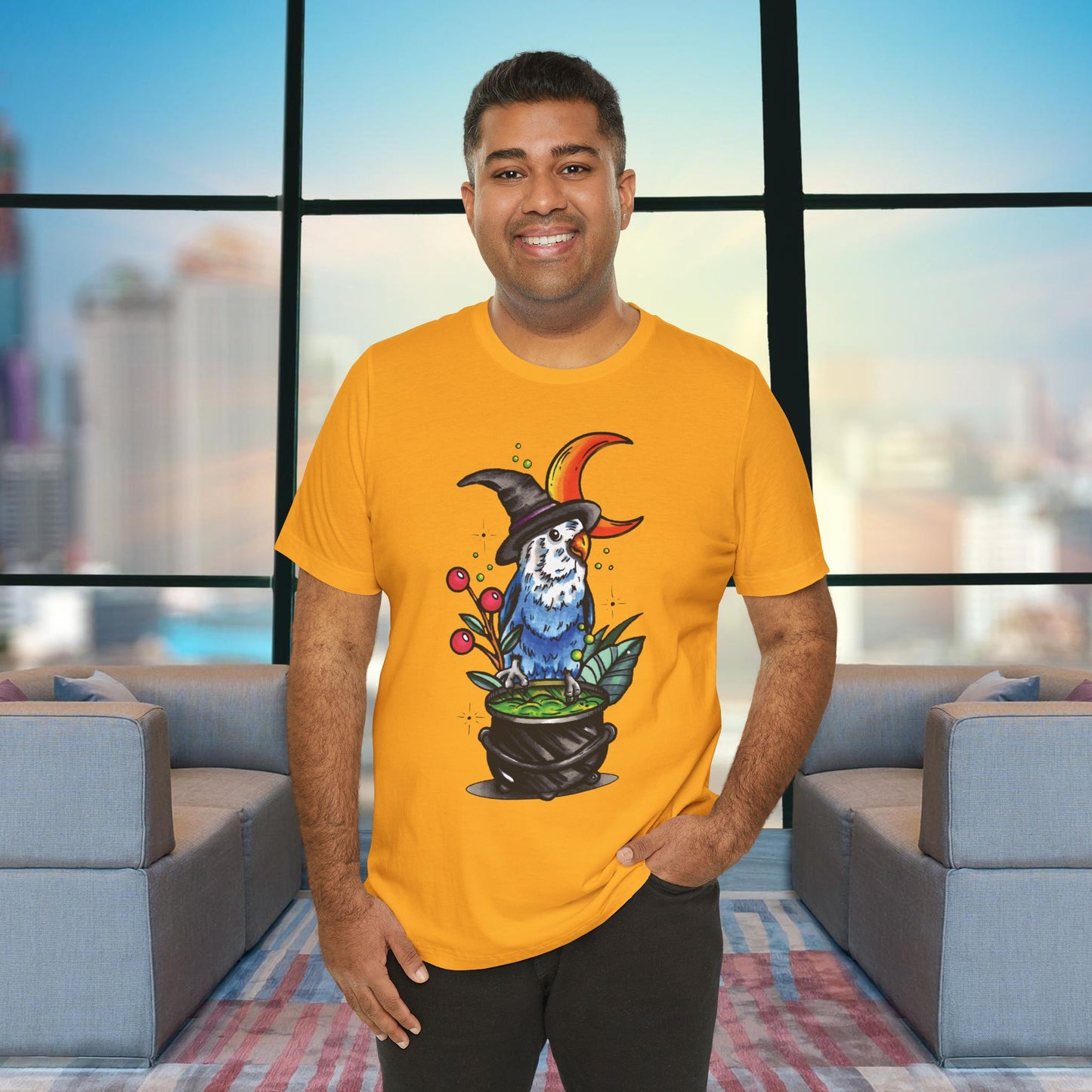Lovebird Witch, Hand-Drawn & Hand-Colored Tee