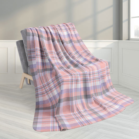 60" × 80" Grey Cupioromantic Pride Plaid Fleece Sherpa Blanket