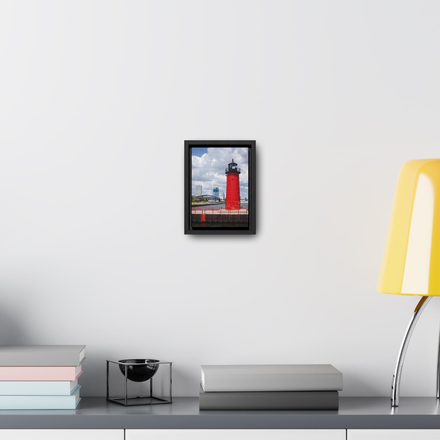 Phare et horizon de Milwaukee Wisconsin ; Milwaukee Pierhead Light, Photographie Encadrée Toile Wrap Wall Art