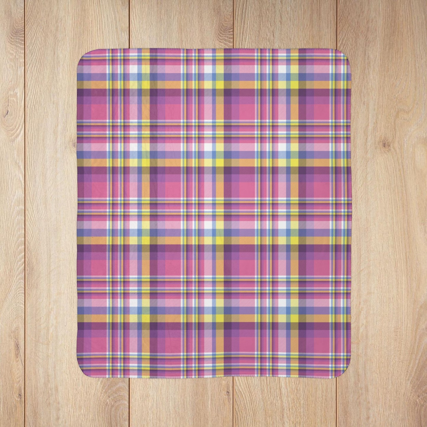 Bigender Yellow Pride Plaid Fleece Sherpa Blanket