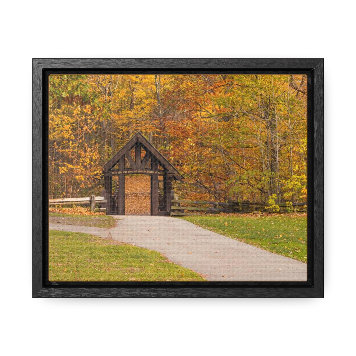 Pont couvert de Seven Bridges Trail à Grant Park dans le sud de Milwaukee Wisconsin, photographie horizontale encadrée toile Wrap Wall Art
