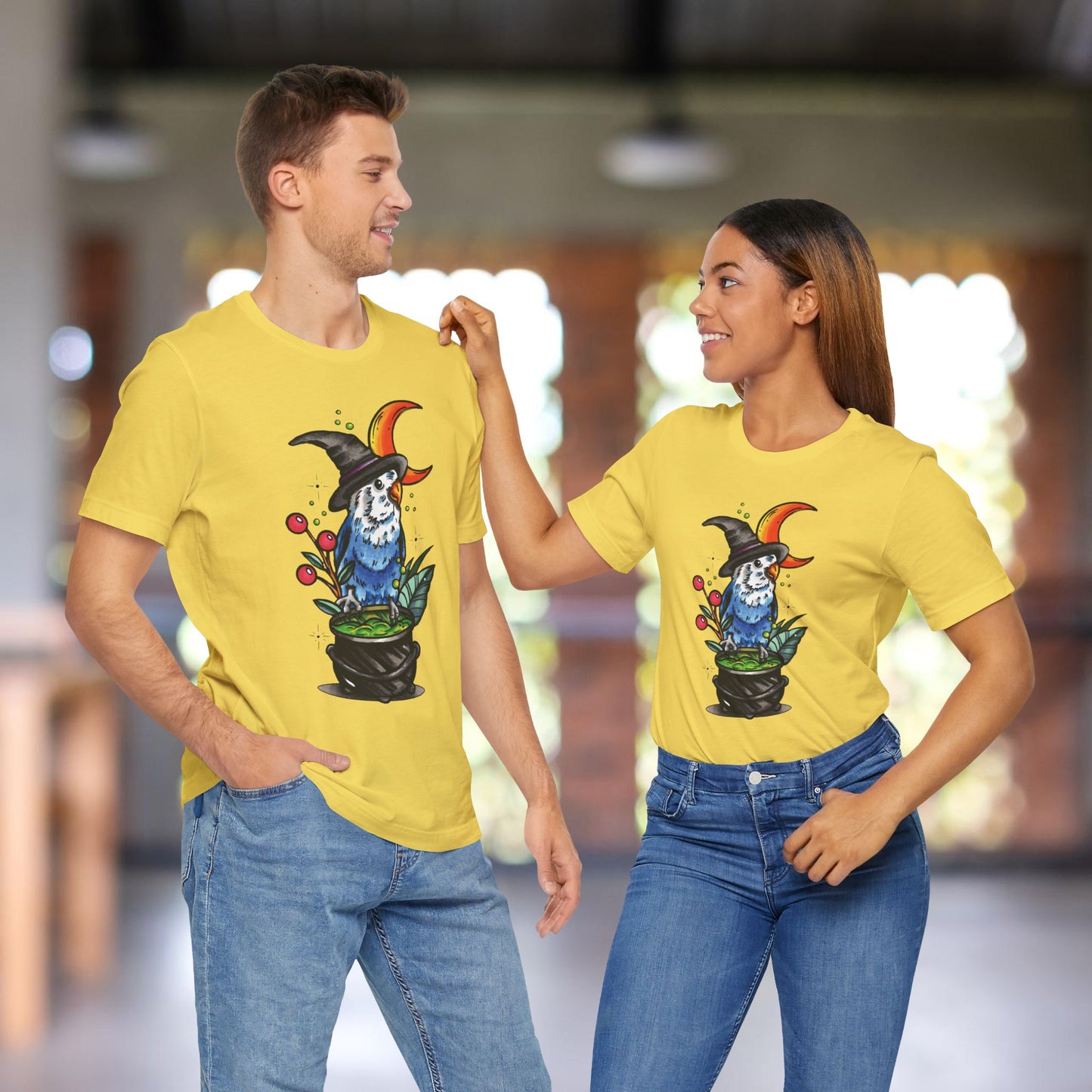 Lovebird Witch, Hand-Drawn & Hand-Colored Tee
