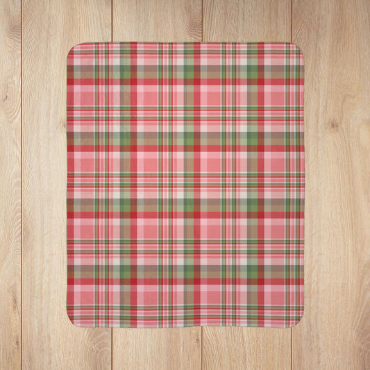 Christmas Pink & Red Plaid Velveteen Plush Blanket