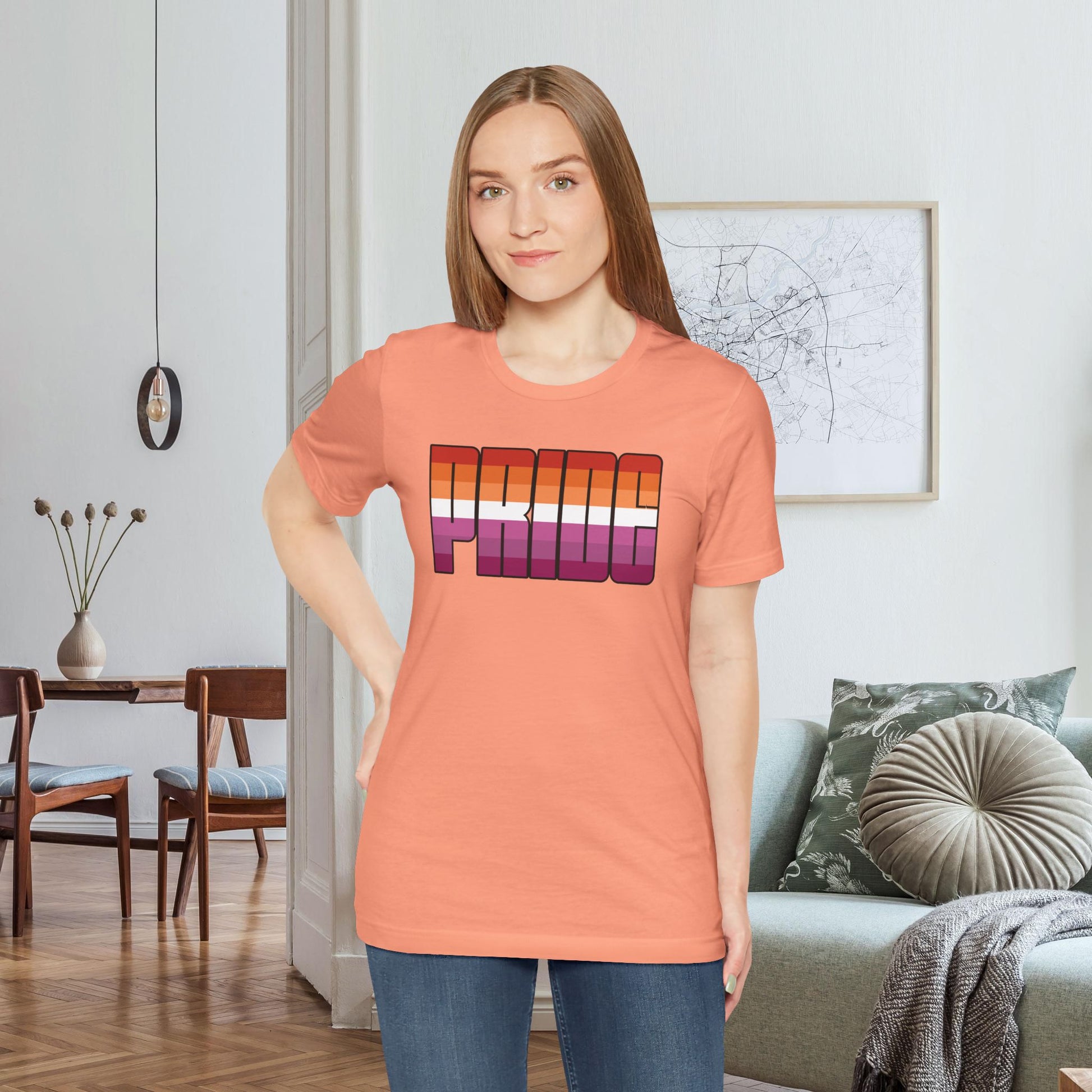 Sunset Lesbian Pride 7-Stripe Sunset Tee