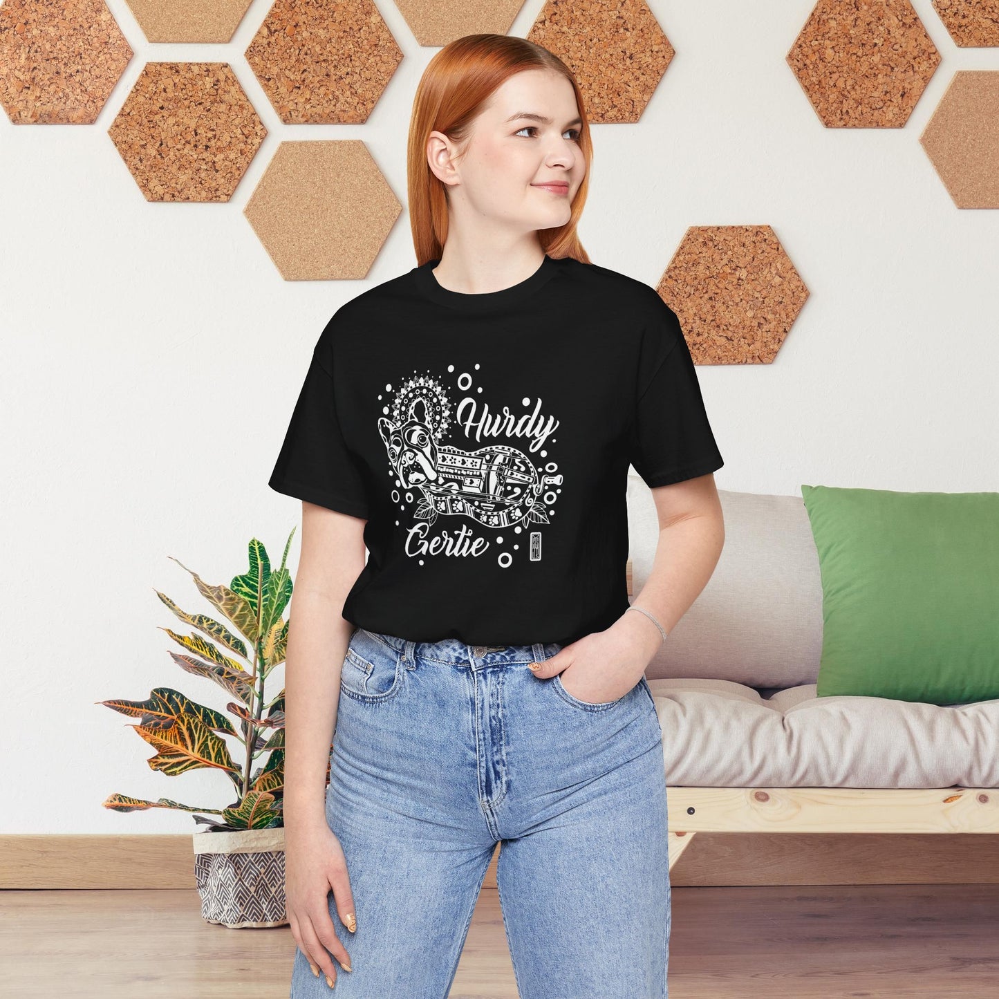 Hurdy Gertie Tee, Frenchton Dog Line Art Shirt