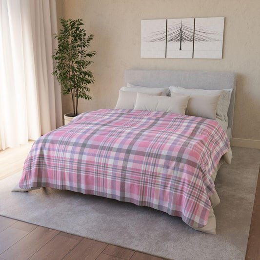 60" × 80" Beige Cupiosexual Pride Plaid Fleece Sherpa Blanket