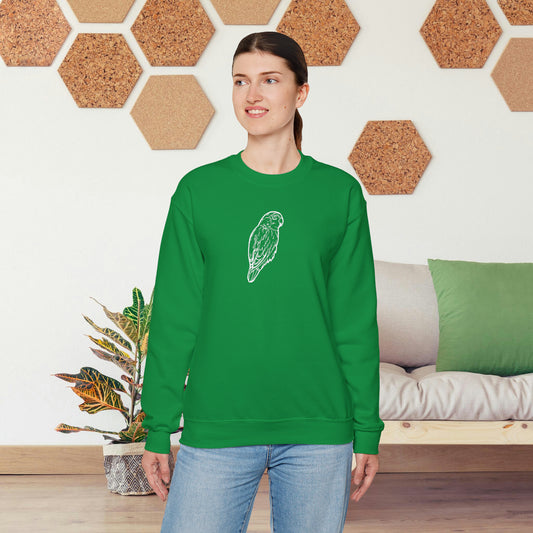 Irish Green Cuddly Lovebird, Line Art Crew Neck Sweatshirt