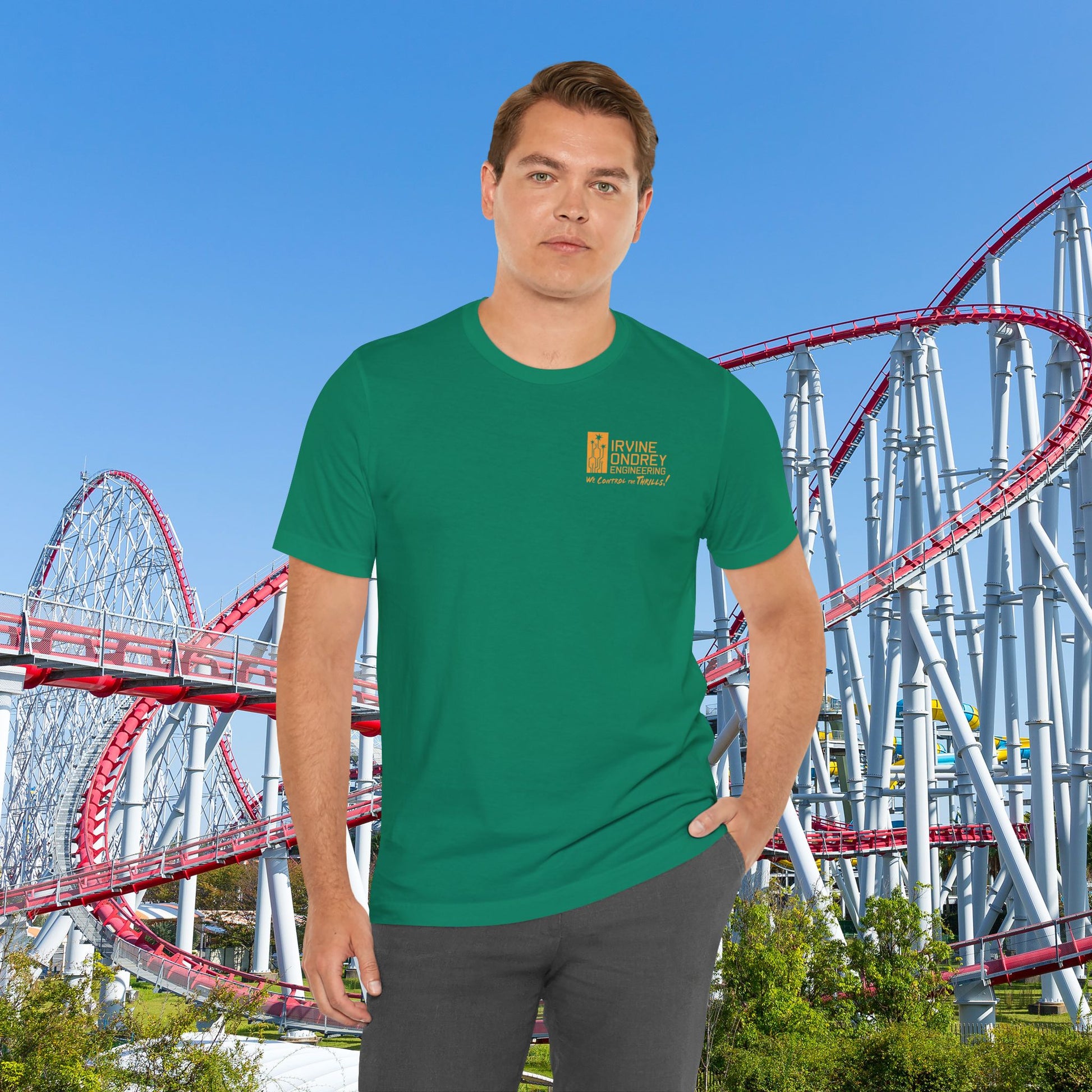 I Just Wanna Hang Out with My Birds & Ride Roller Coasters Tee (BACK graphic) • Irvine Ondrey Engineering