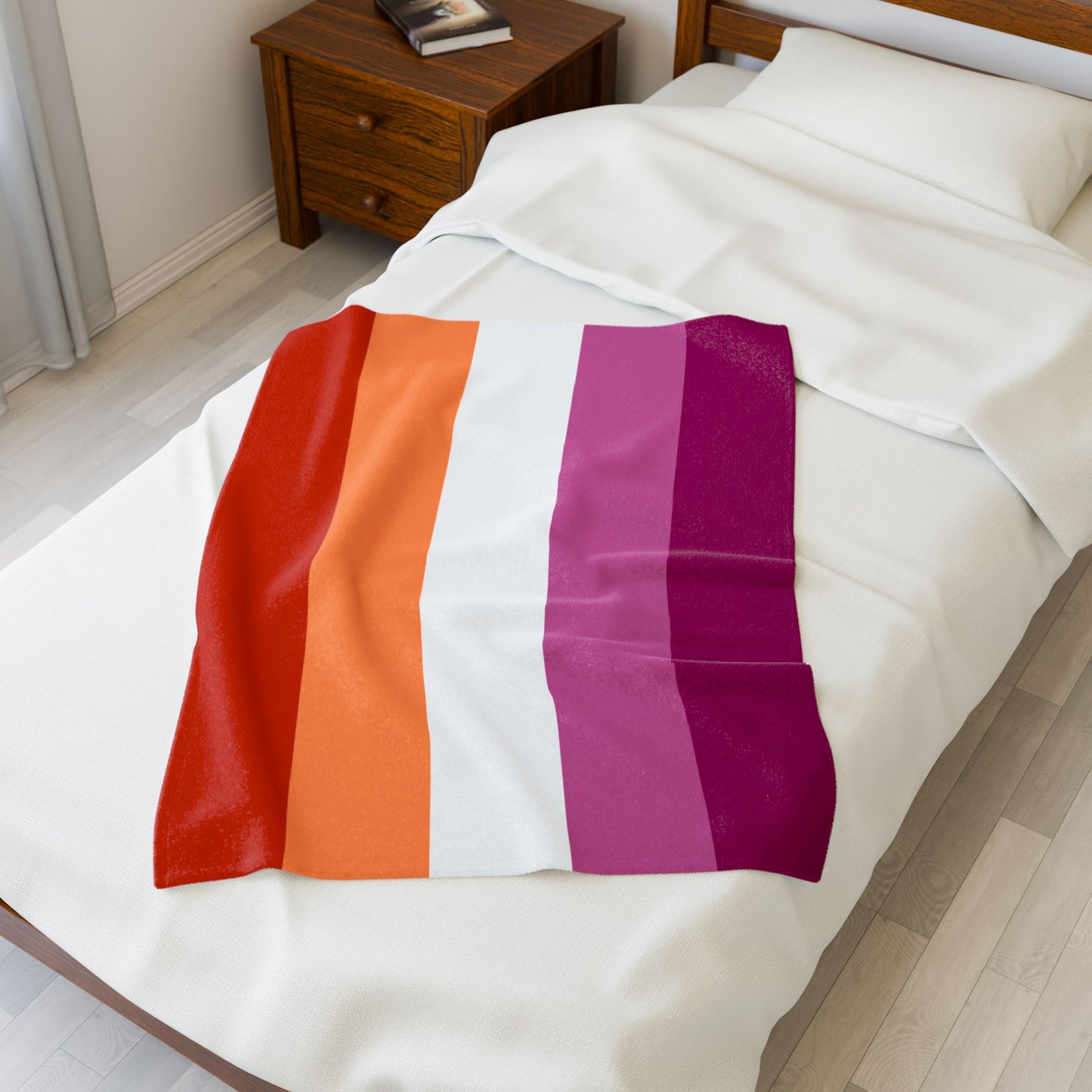 Velveteen Plush Lesbian Sunset Pride Flag Blanket