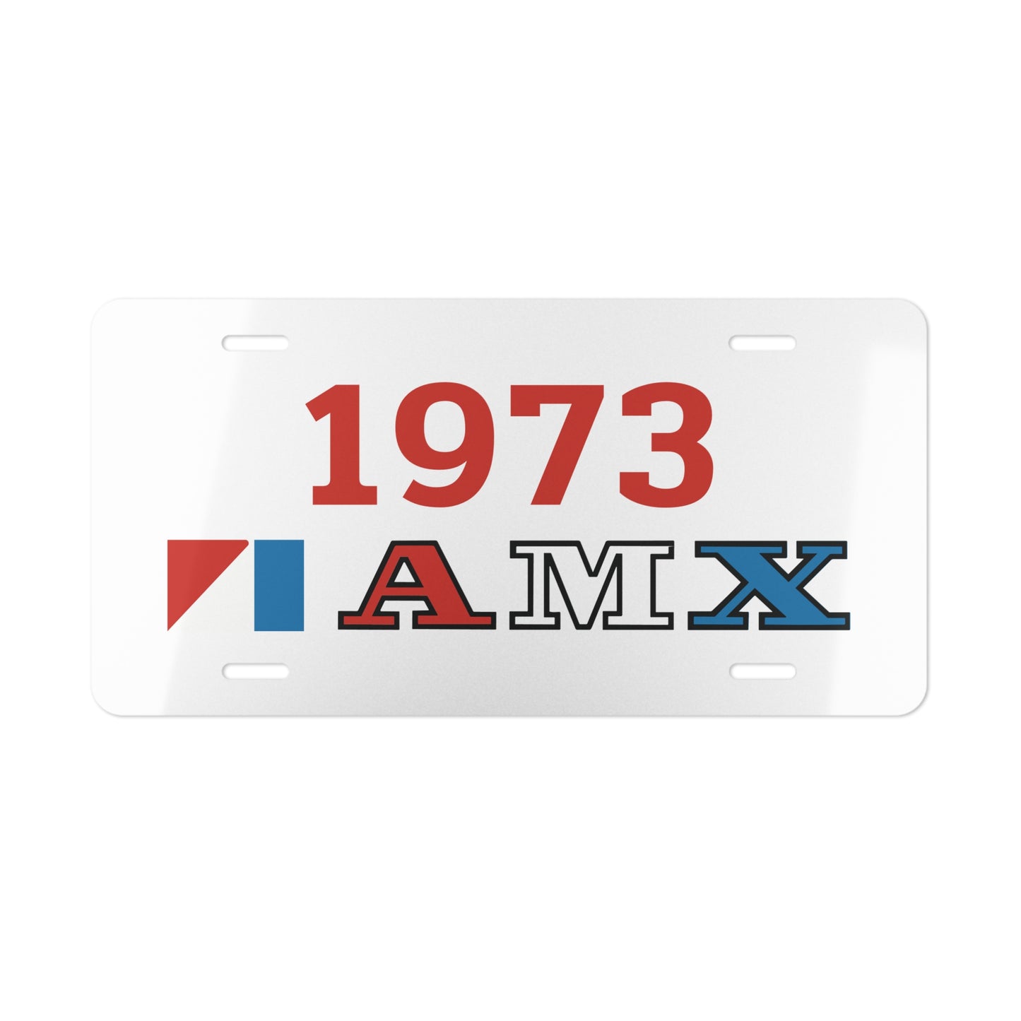 AMC Red, White & Blue AMX Logo Red Year White Custom Vanity Plates