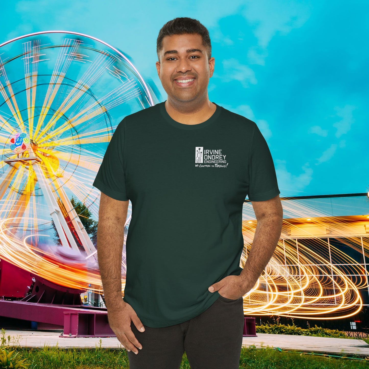 I Just Wanna Watch Baseball & Ride Roller Coasters Tee (BACK graphic) • Irvine Ondrey Engineering