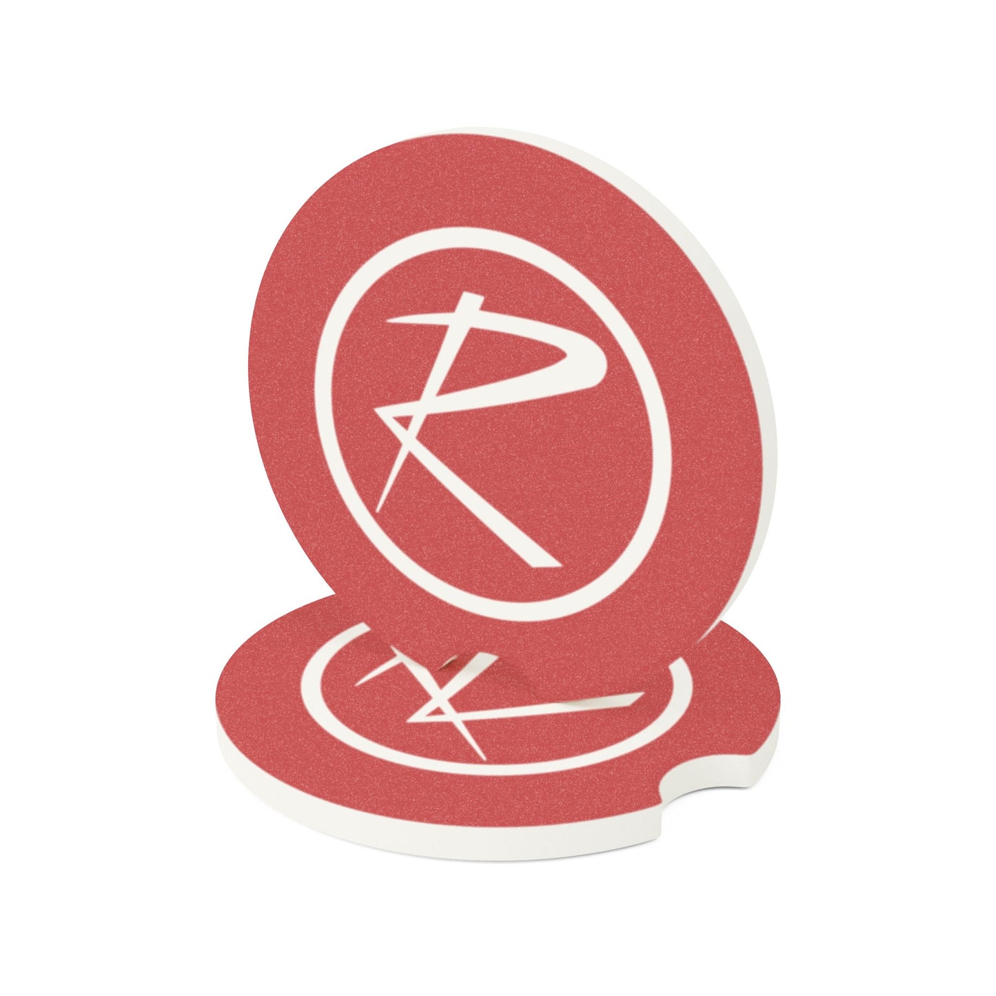 Rambler White Logo Red Soapstone Car Cup-Holder Coaster