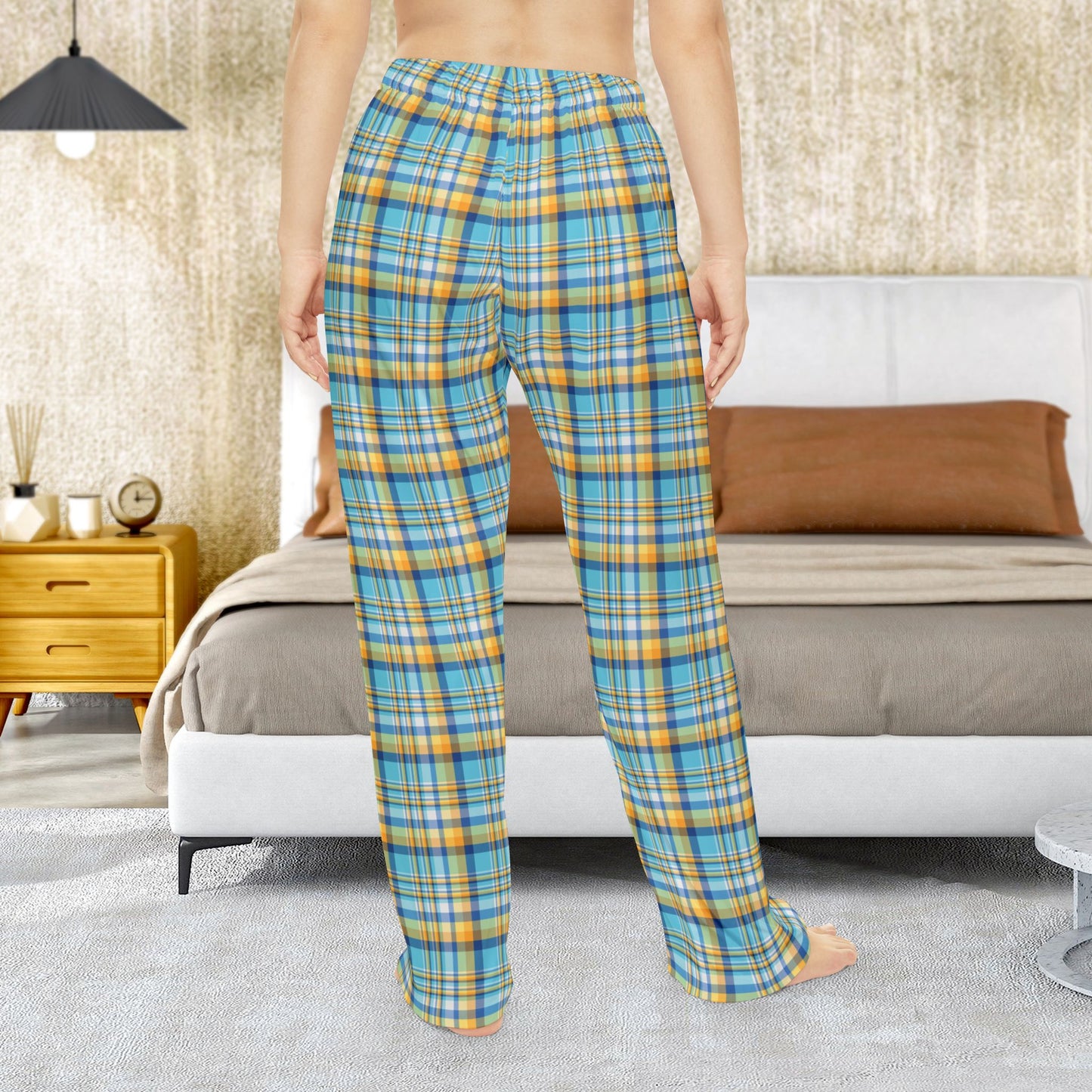 Women’s Teal, Blue & Gold Sandusky OH Plaid Pajama Pants
