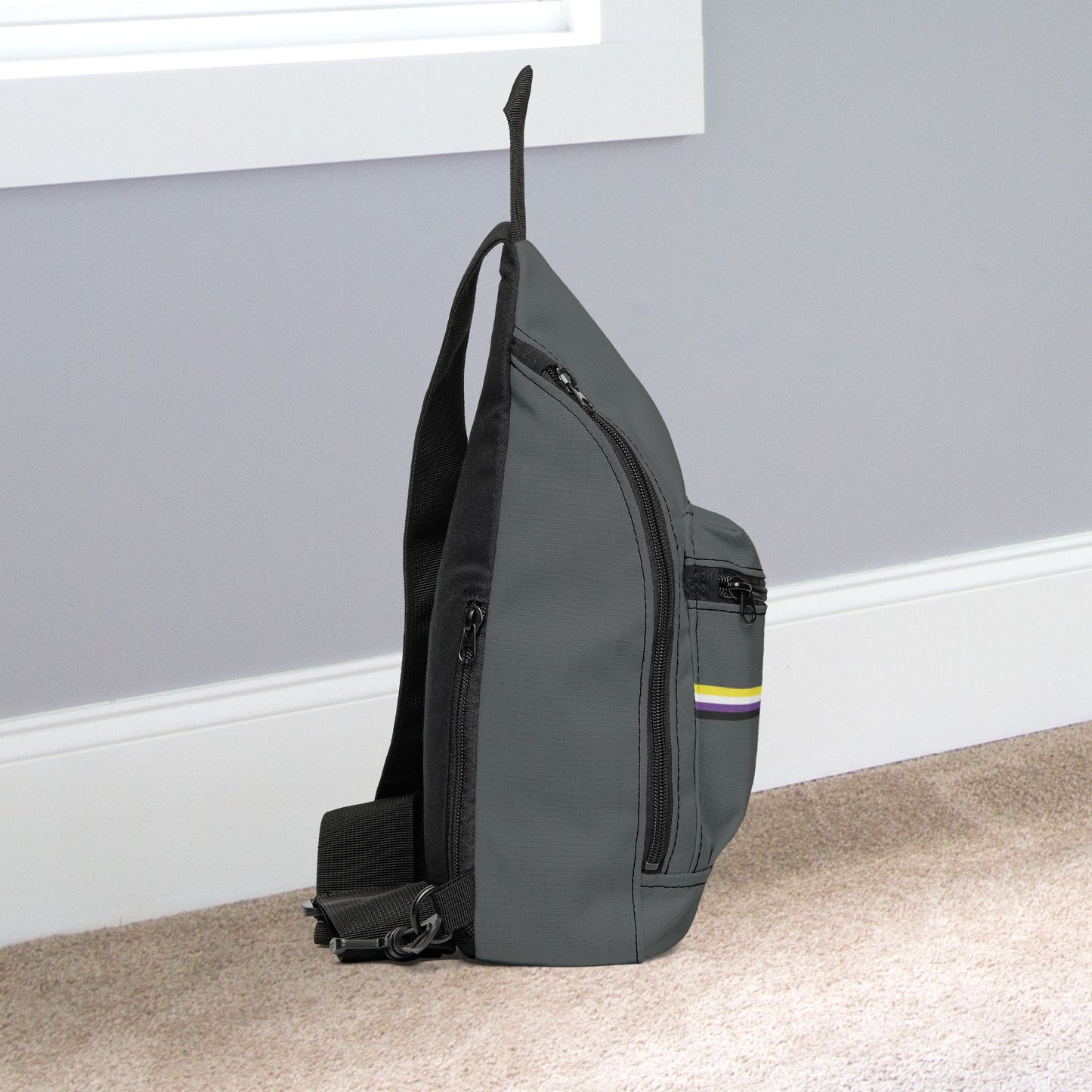 Non-Binary Pride Grey Minimalist Cross Body Sling Bag