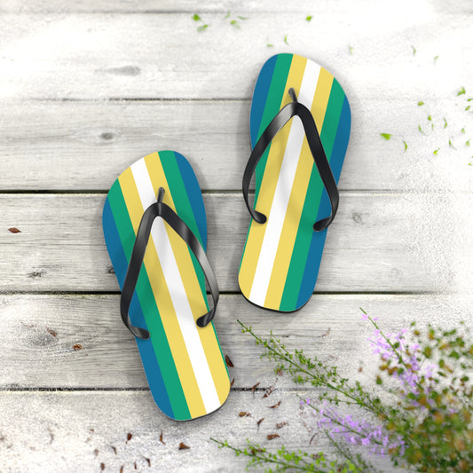 L Black sole Non-Binary Man Pride Flip Flops