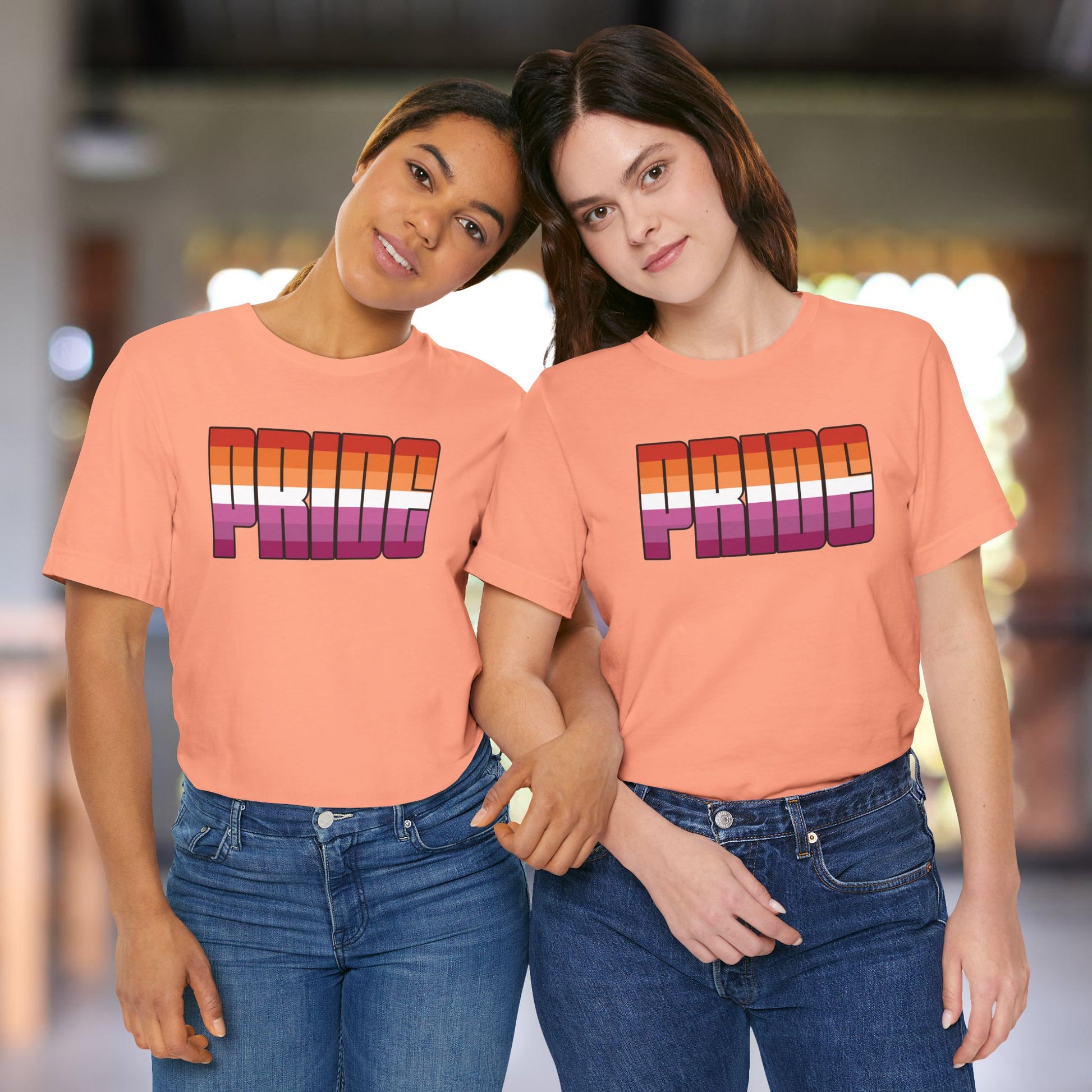 Lesbian Pride 7-Stripe Sunset Tee